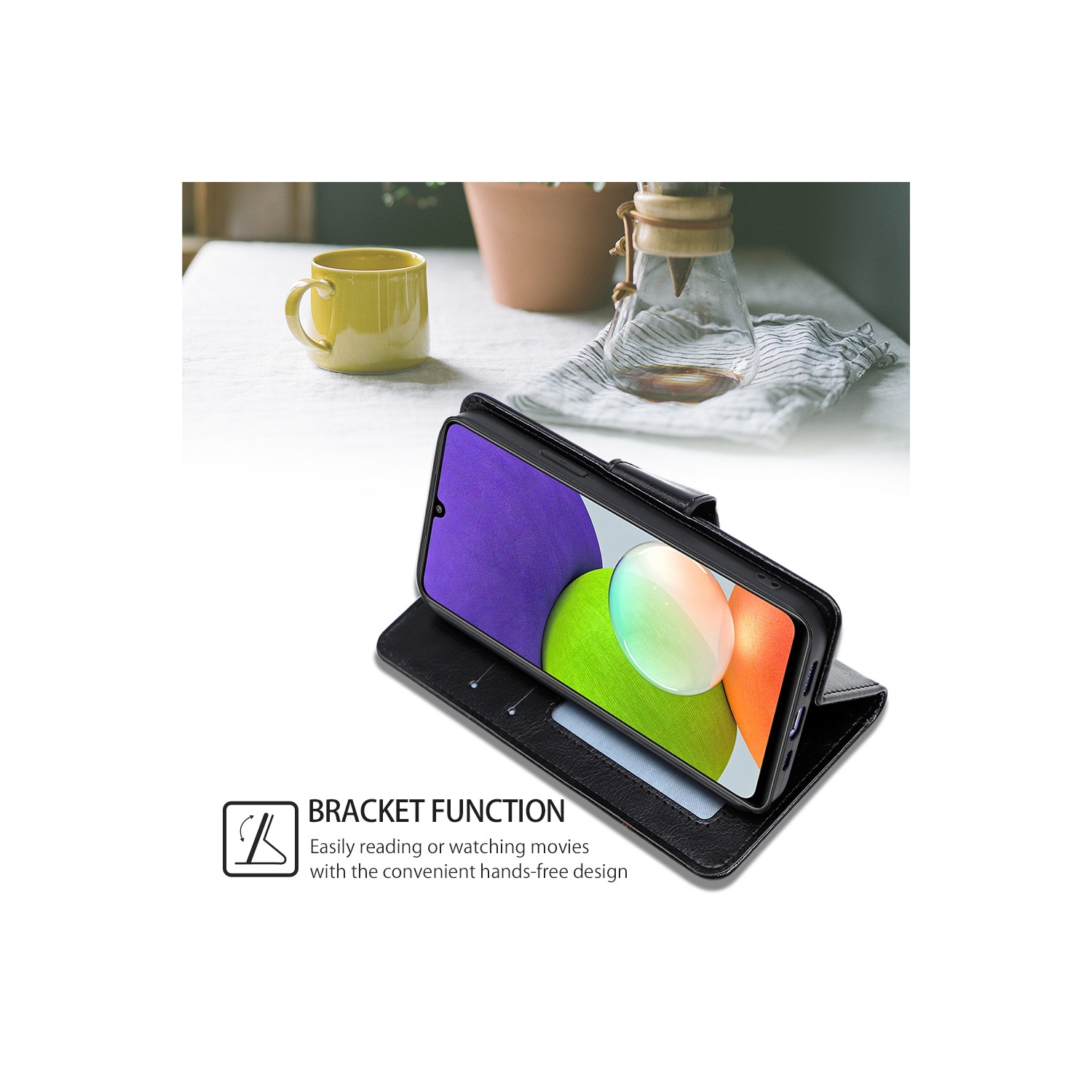 TopSave – Portefeuille folio à rabat en cuir avec pince magnétique et porte-carte pour Samsung Galaxy S25 Edge 6,7 po, noir