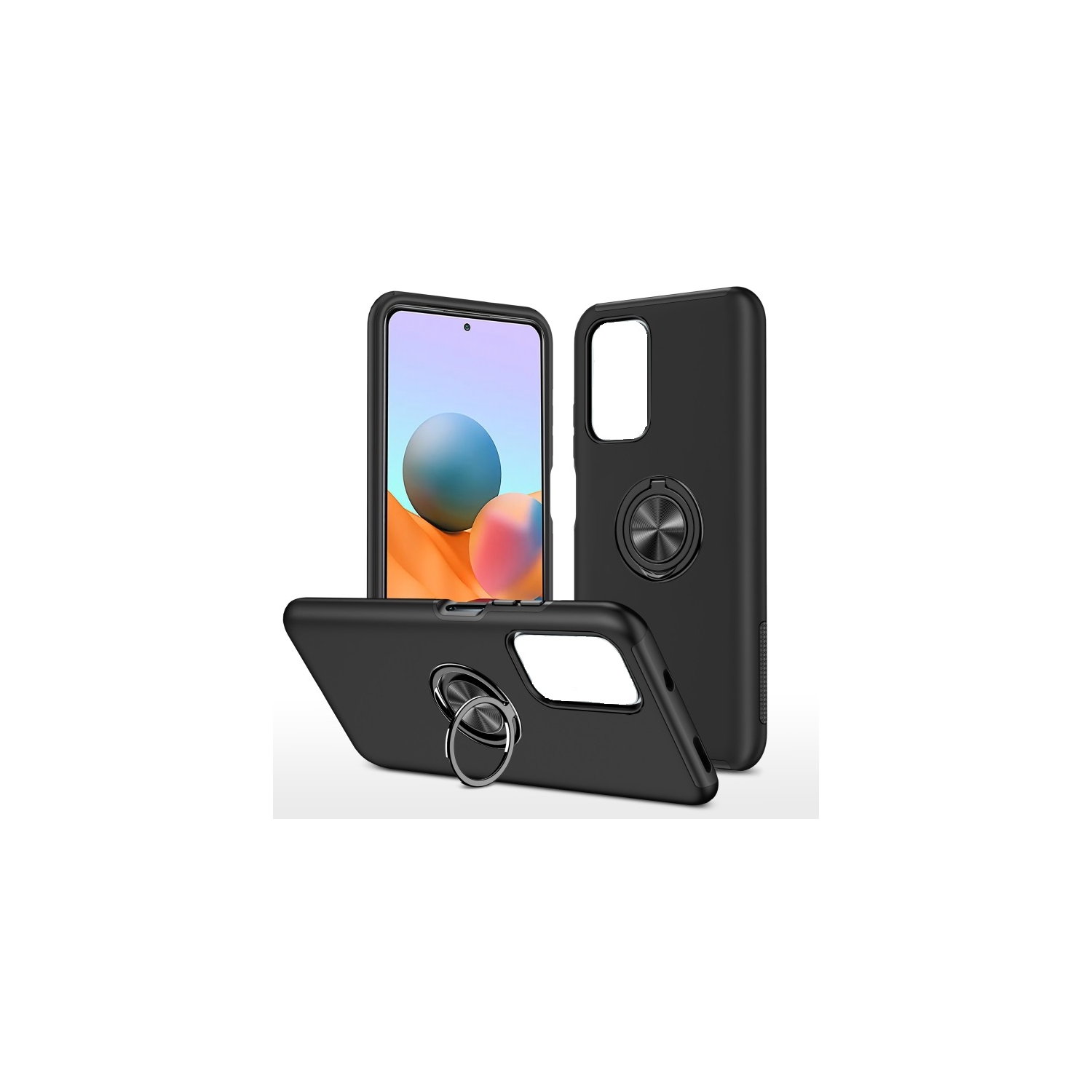 TopSave "Hidden Series" Solid Color PC Back Combine w/Inner Black TPU Bumper Kickstand Armor Case For Motorola Moto G Power 5G(25) 6.8", Black