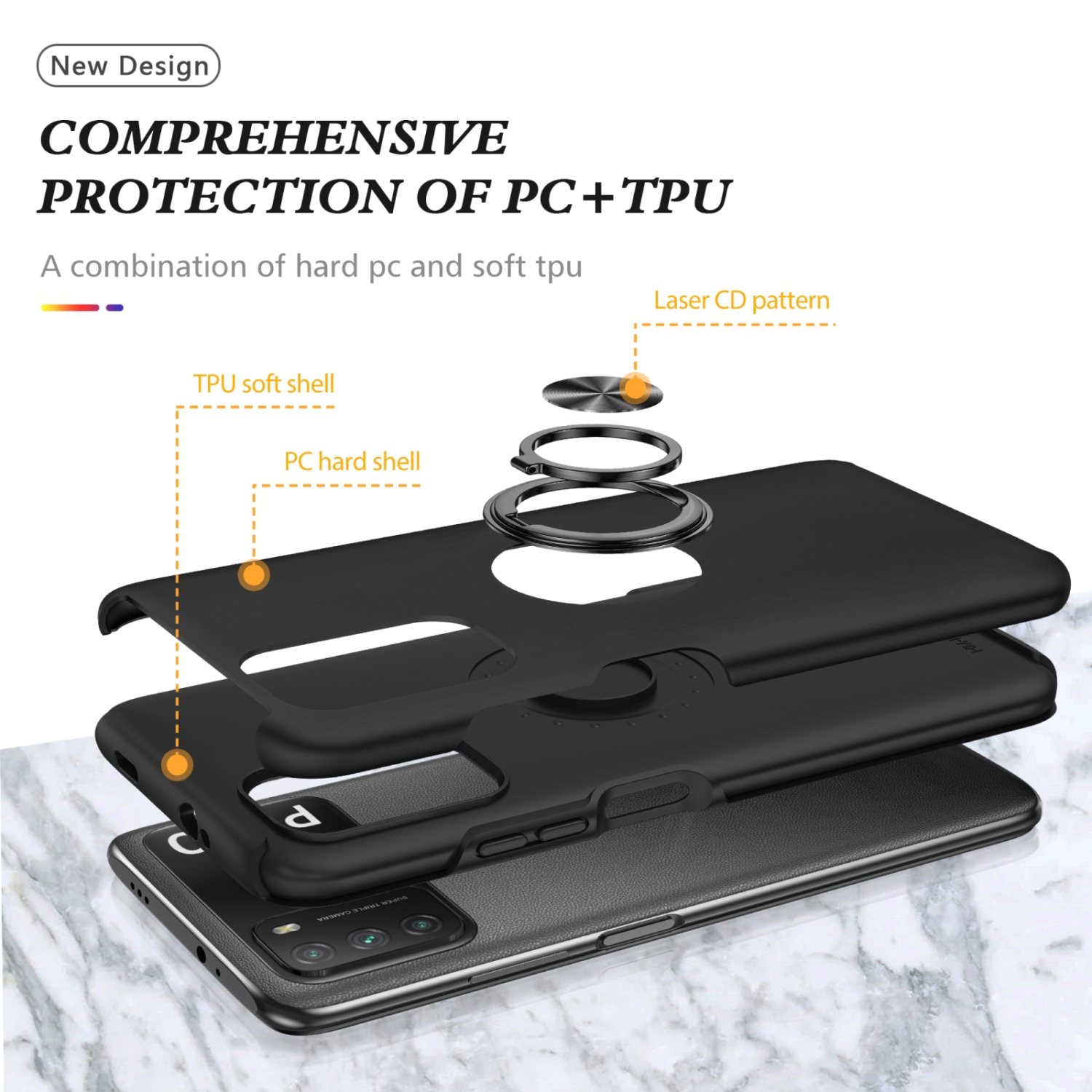 TopSave "Hidden Series" Solid Color PC Back Combine w/Inner Black TPU Bumper Kickstand Armor Case For Motorola Moto G Power 5G(25) 6.8", Black