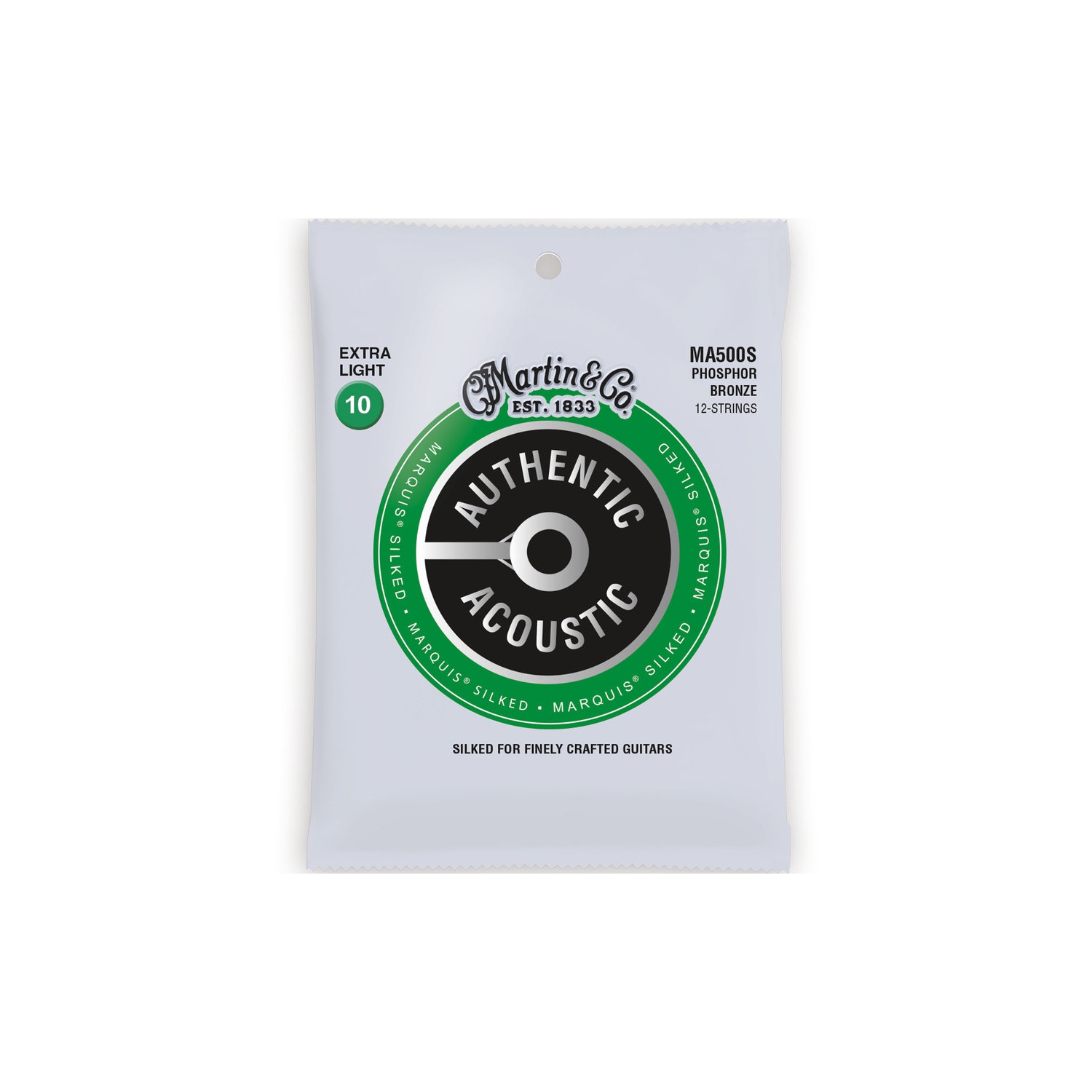 Martin Authentic Marquis Silked Acoustic Guitar Strings - 12 String, 92/8, Extra Light