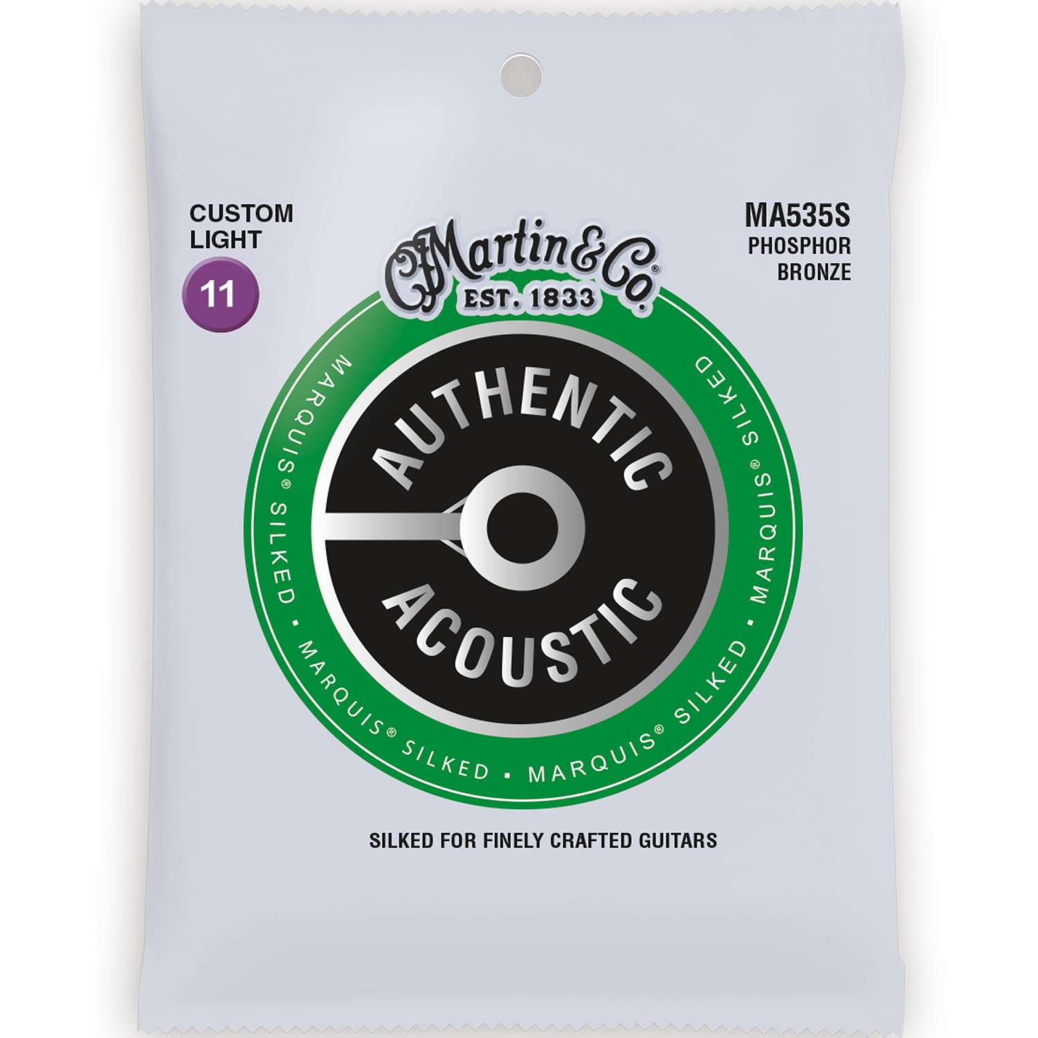 Martin Authentic Marquis Silked Acoustic Guitar Strings - 92/8, Custom Light