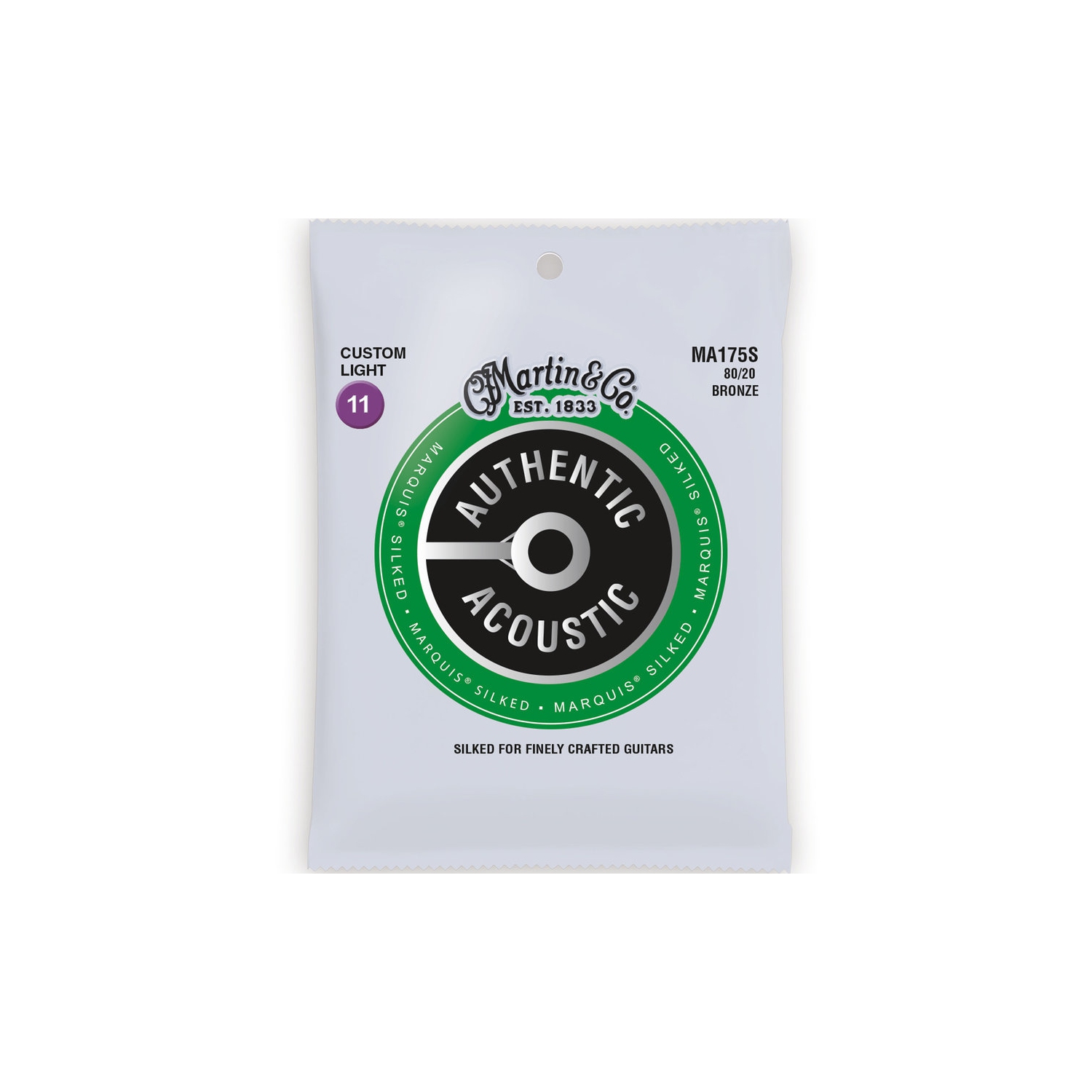 Martin Authentic Marquis Silked Acoustic Guitar Strings - 80/20, Custom Light
