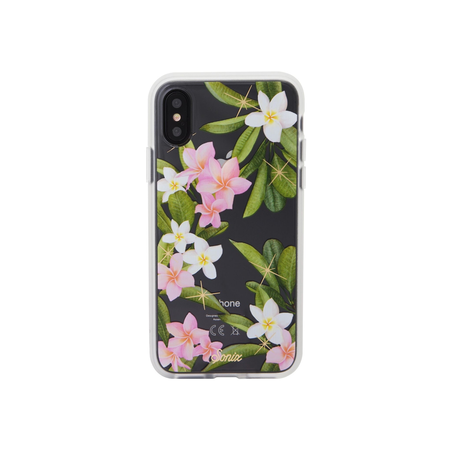 iPhone Xs, iPhone X, Plumeria Cell Phone Case [Military Drop Test Certified] Womens Protective Clear...