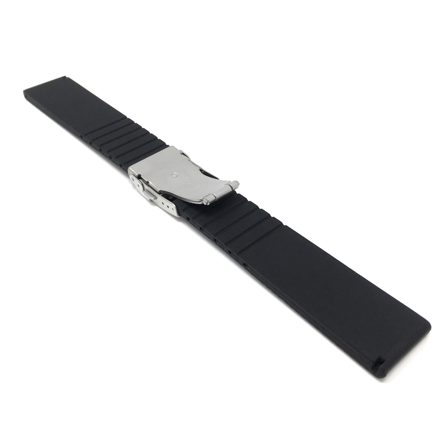 Bandini 22mm Silicone Smartwatch Bands, Soft Rubber Replacement Smart Watch Straps, Waterproof, Deployment Buckle, Black