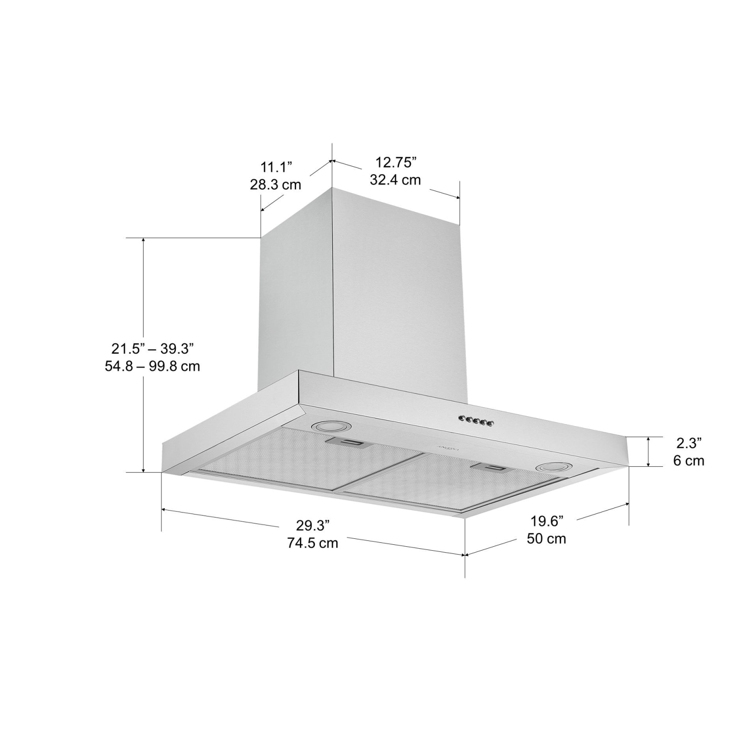 Ancona 30" Convertible Wall-Mounted Rectangular Range Hood in Stainless Steel