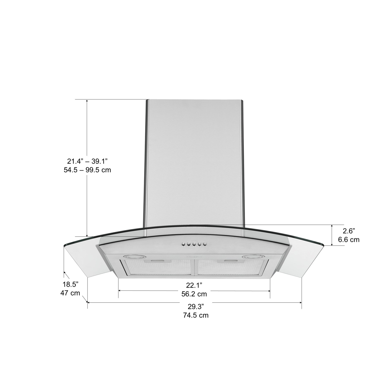 Ancona 30 in. Convertible Wall-Mounted Glass Canopy Range Hood in Stainless Steel