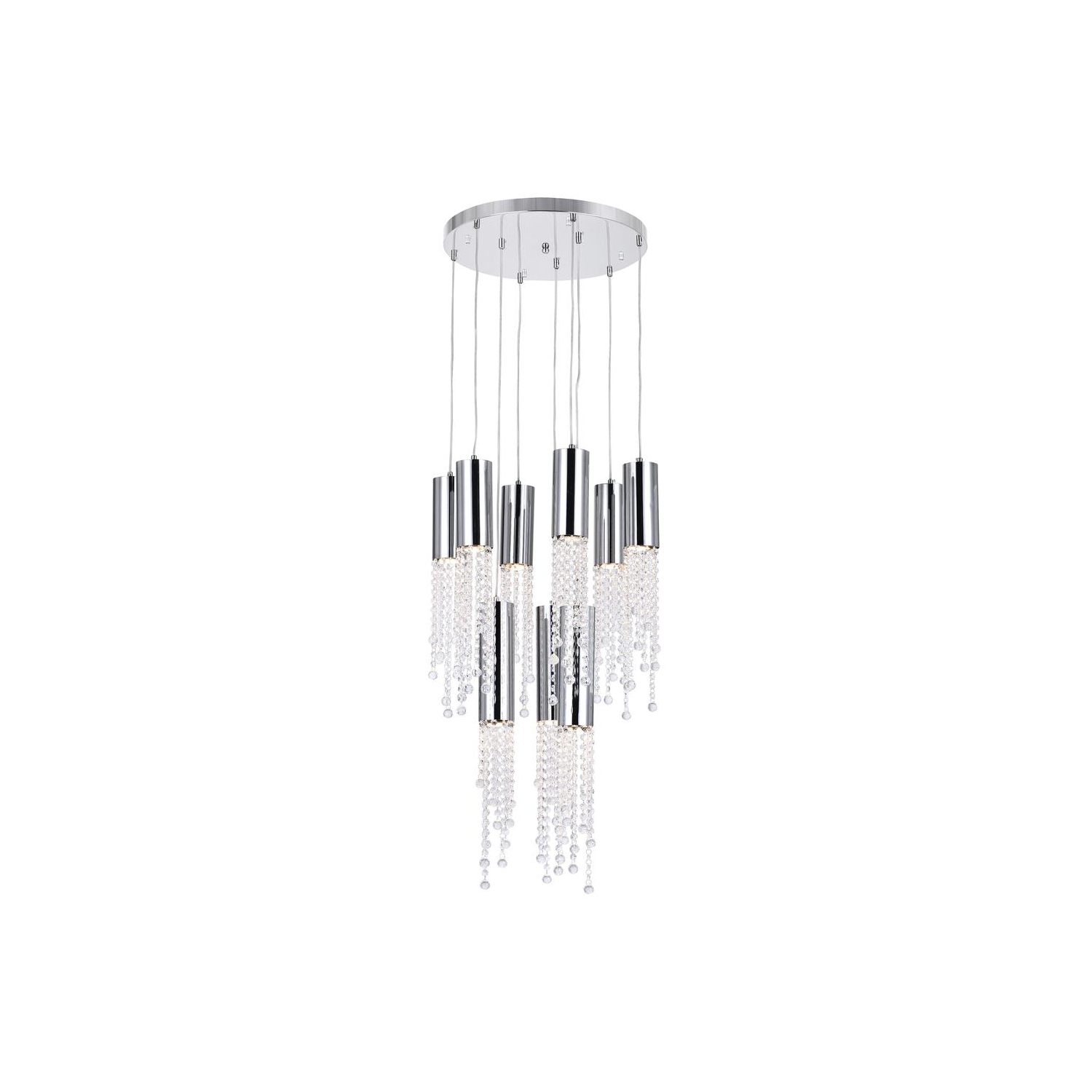 Extended 9 Light Multi Light Pendant With Chrome Finish