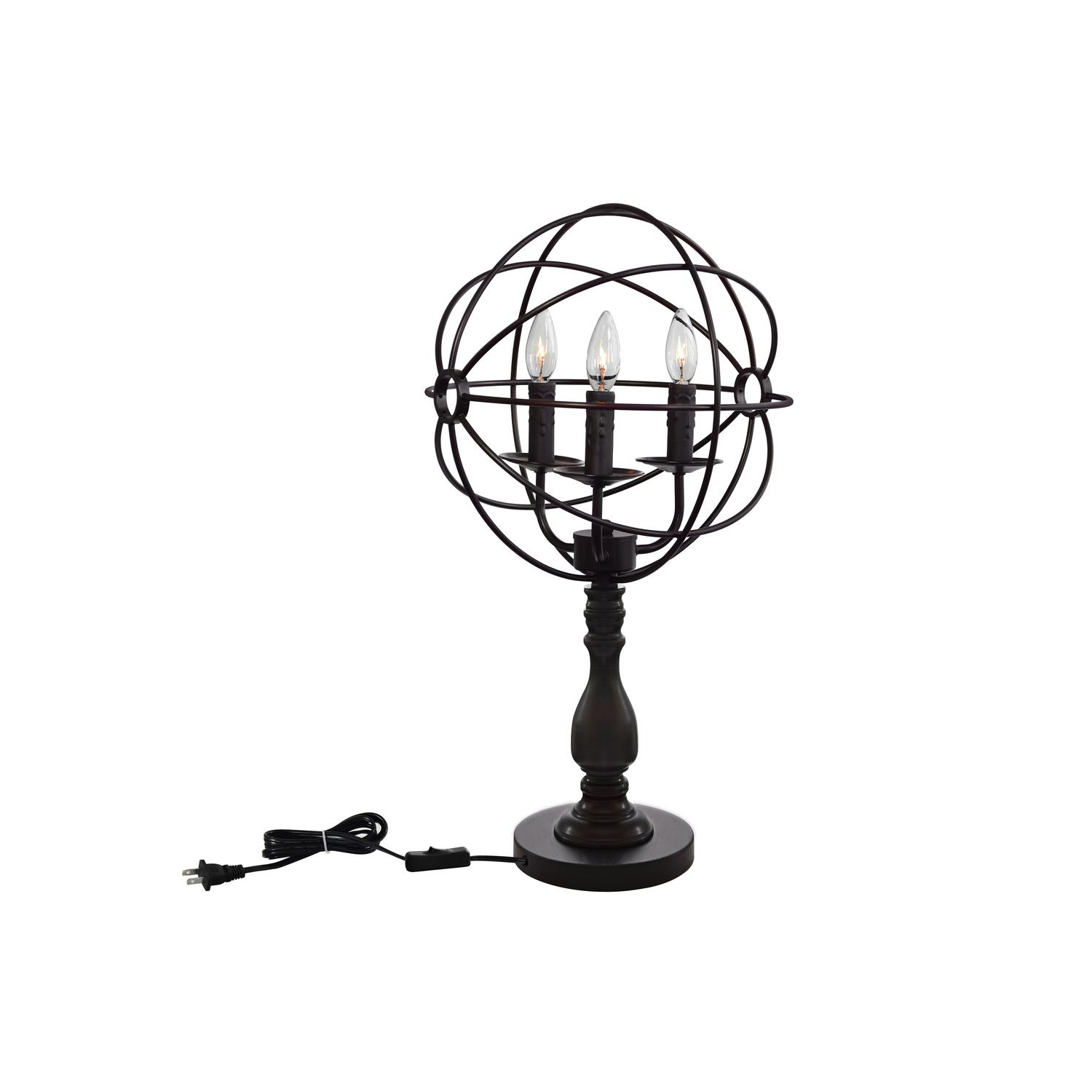 Arza 3 Light Table Lamp With Brown Finish