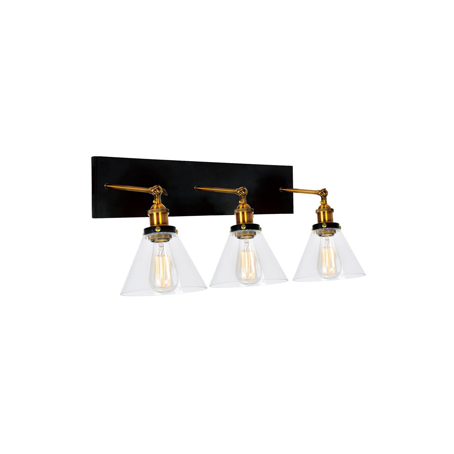 Eustis 3 Light Wall Sconce With Black & Gold Brass Finish