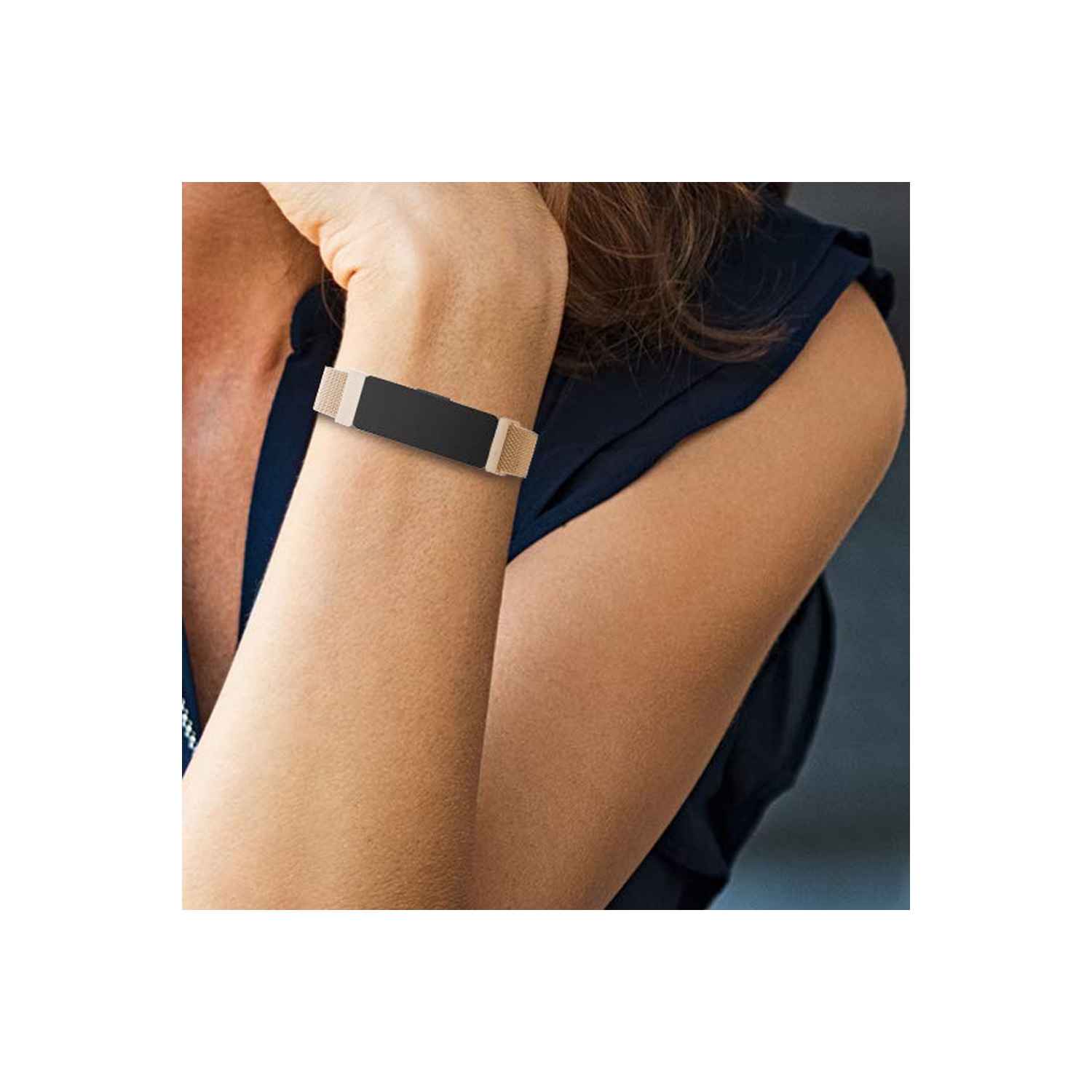 Stainless Steel Band for Fitbit Inspire 2 / Inspire HR / Inspire, Durable Sweatproof Metal Loop Bracelet with Adjustable Strong Magnetic Clasp