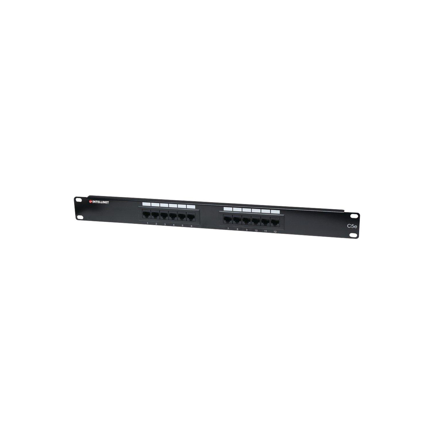New 12 Port Cat5e Patch Panel - 1u, Black