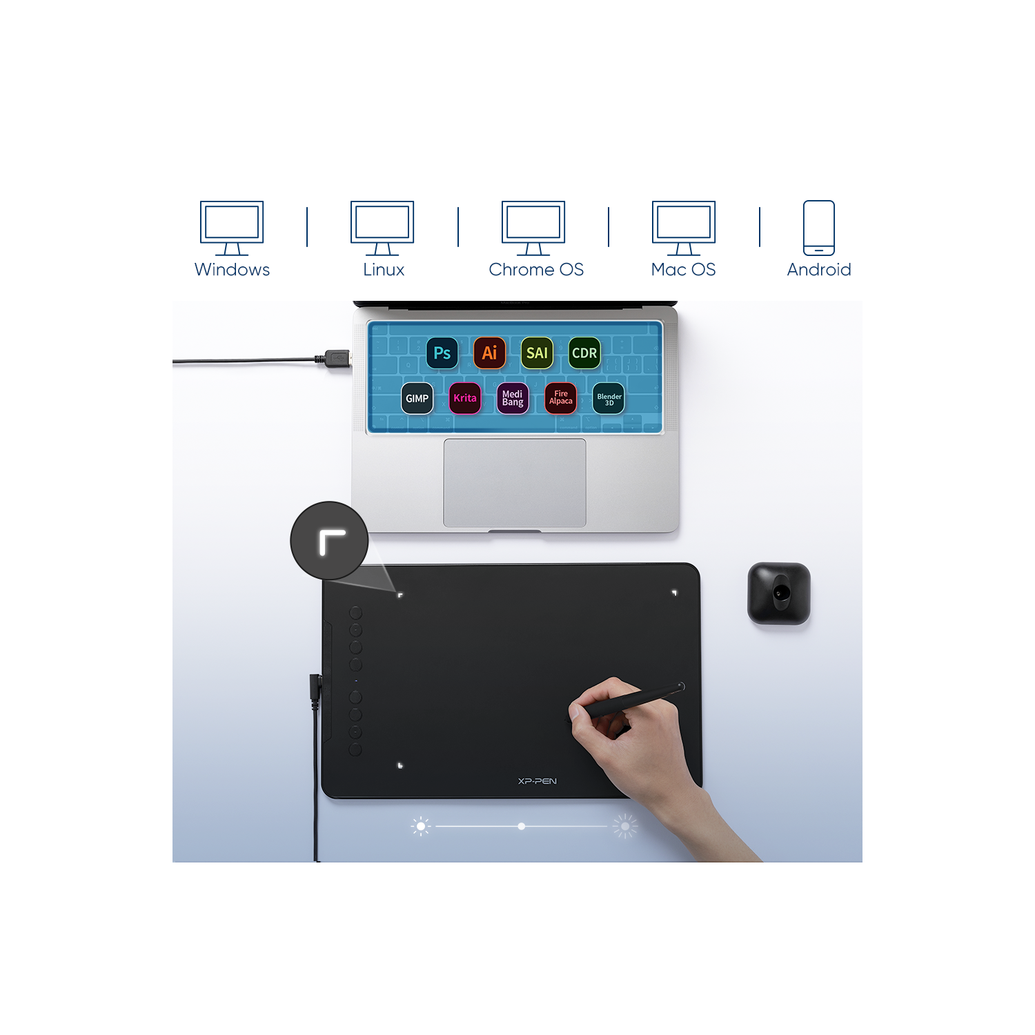 XPPen Updated Deco 01 V3 Graphics Tablet 10x6.25 Inch Drawing Pen Tablet 16384 Levels Pressure Battery-Free Pen with 60° Tilt Function Android