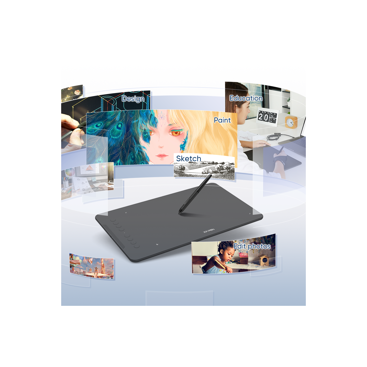 XPPen Updated Deco 01 V3 Graphics Tablet 10x6.25 Inch Drawing Pen Tablet 16384 Levels Pressure Battery-Free Pen with 60° Tilt Function Android