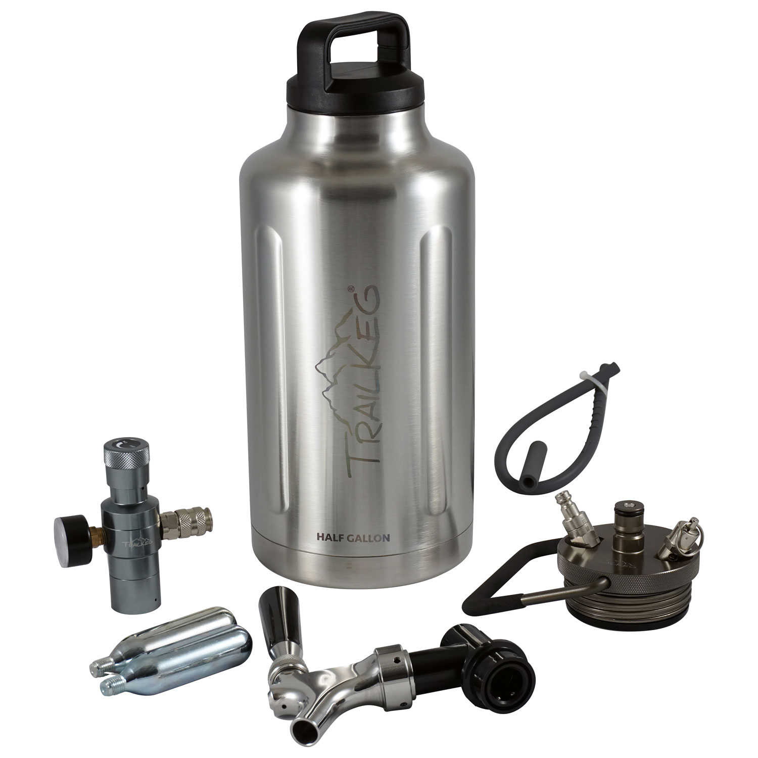 Lot avec cruche d'un demi-gallon de 64 oz de TrailKeg - Acier inoxydable