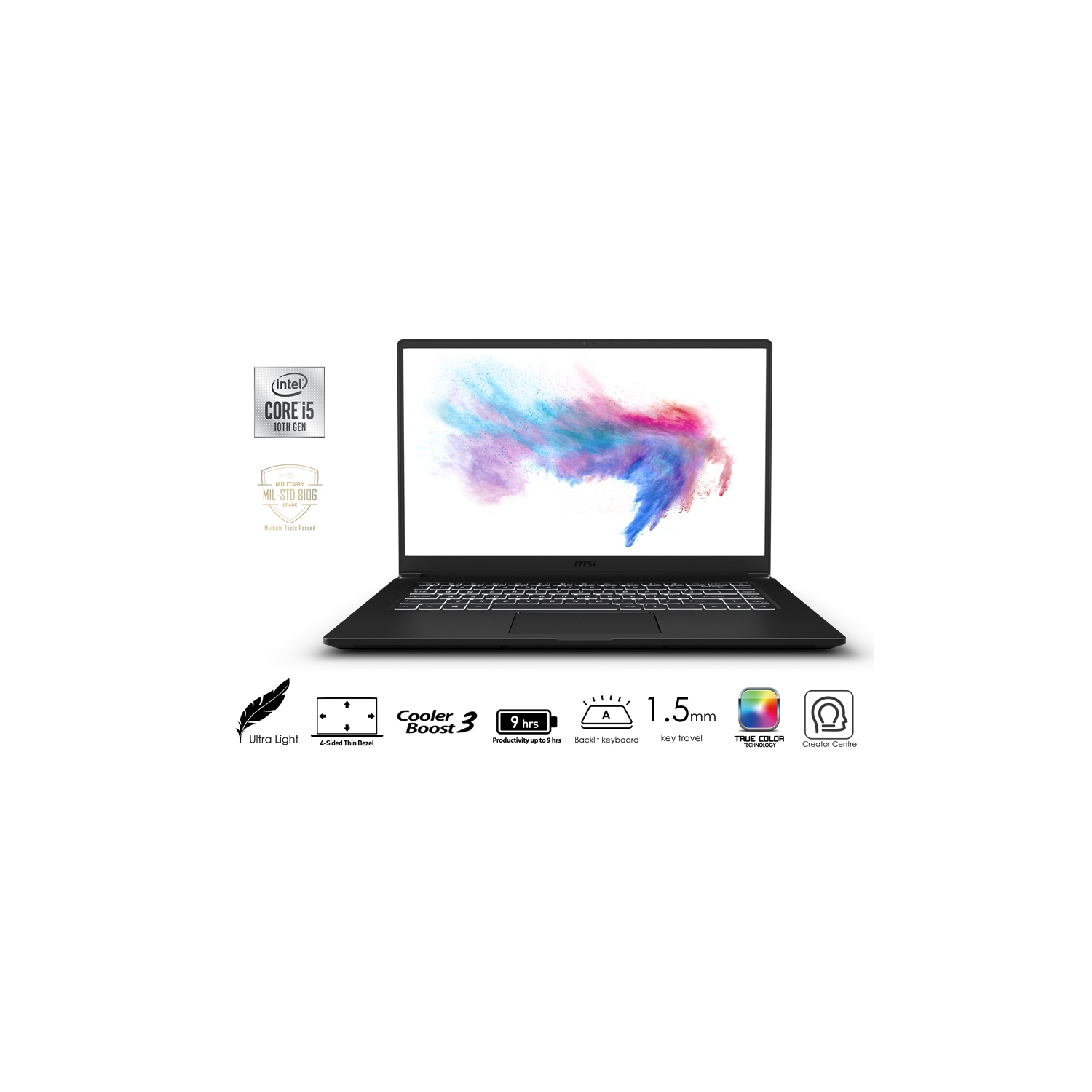 MSI Modern 15 15.6" Ultra Thin & Light Laptop - Intel Core i5-10210U, 8GB DDR4 RAM, 512GB SSD - Black (A10M-010CA)