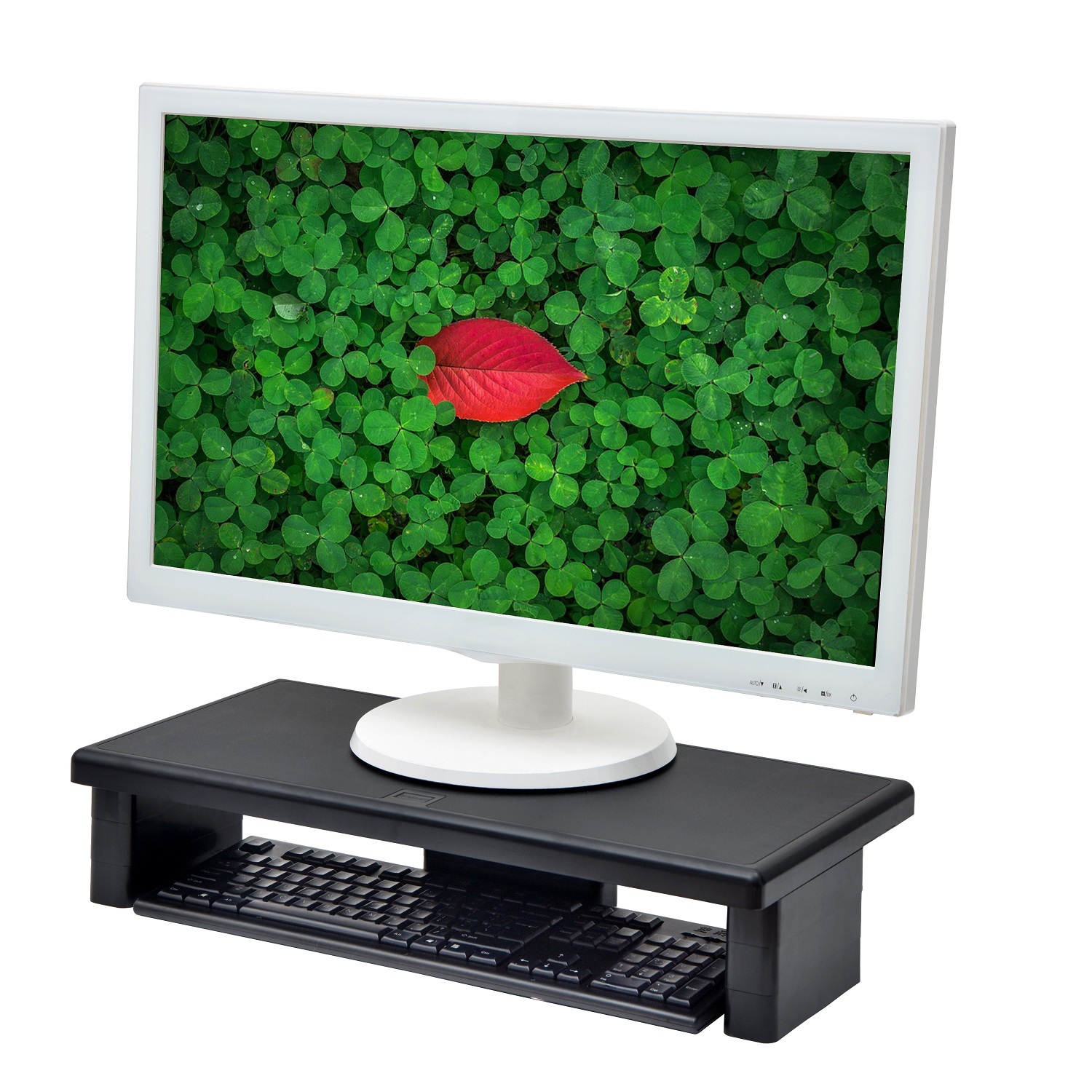 DAC Ergonomics MP-211 Ultra-Wide Monitor Stand with keyboard storage