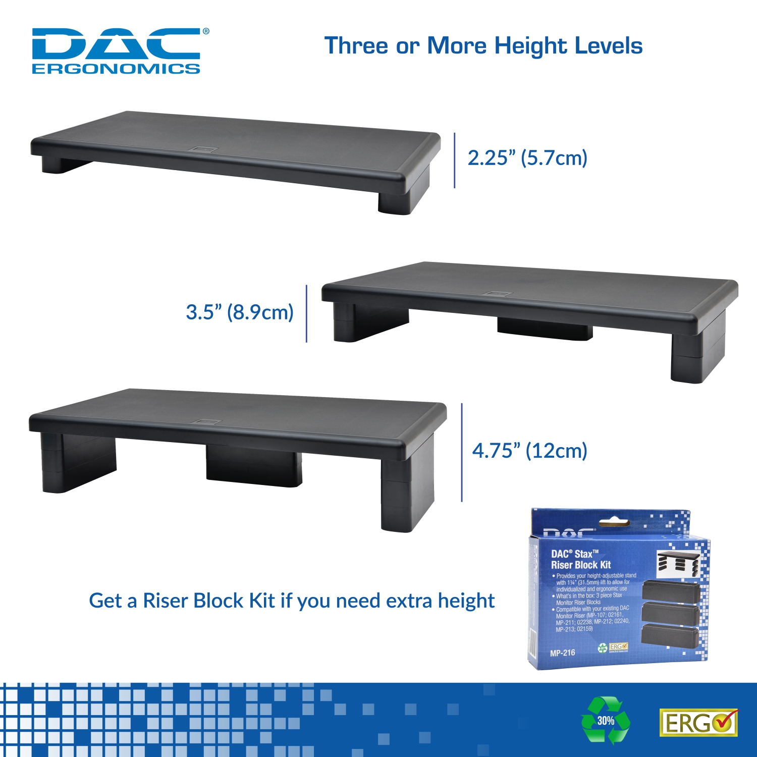 DAC Ergonomics MP-211 Ultra-Wide Monitor Stand with keyboard storage