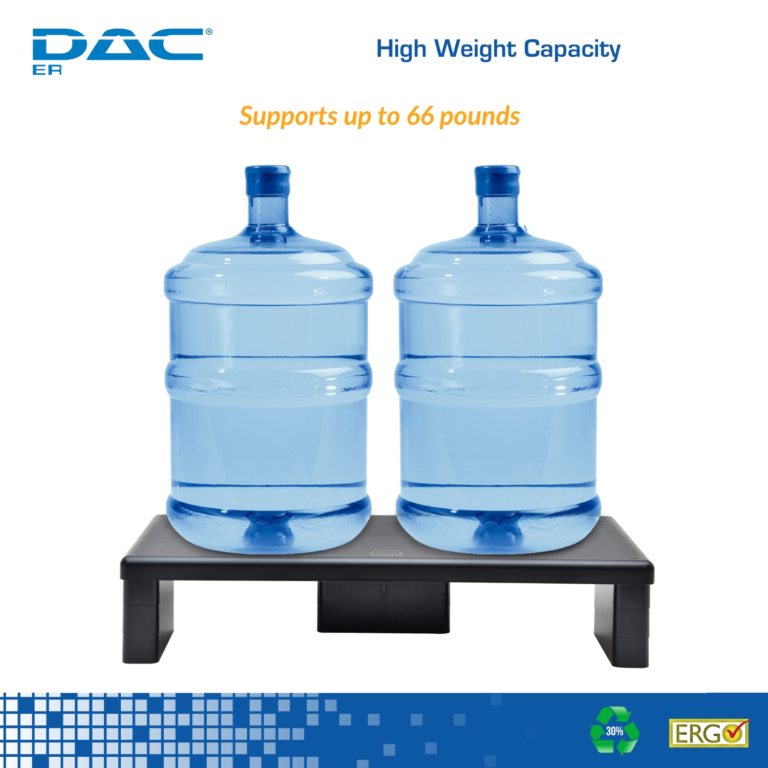 DAC Ergonomics MP-211 Ultra-Wide Monitor Stand with keyboard storage