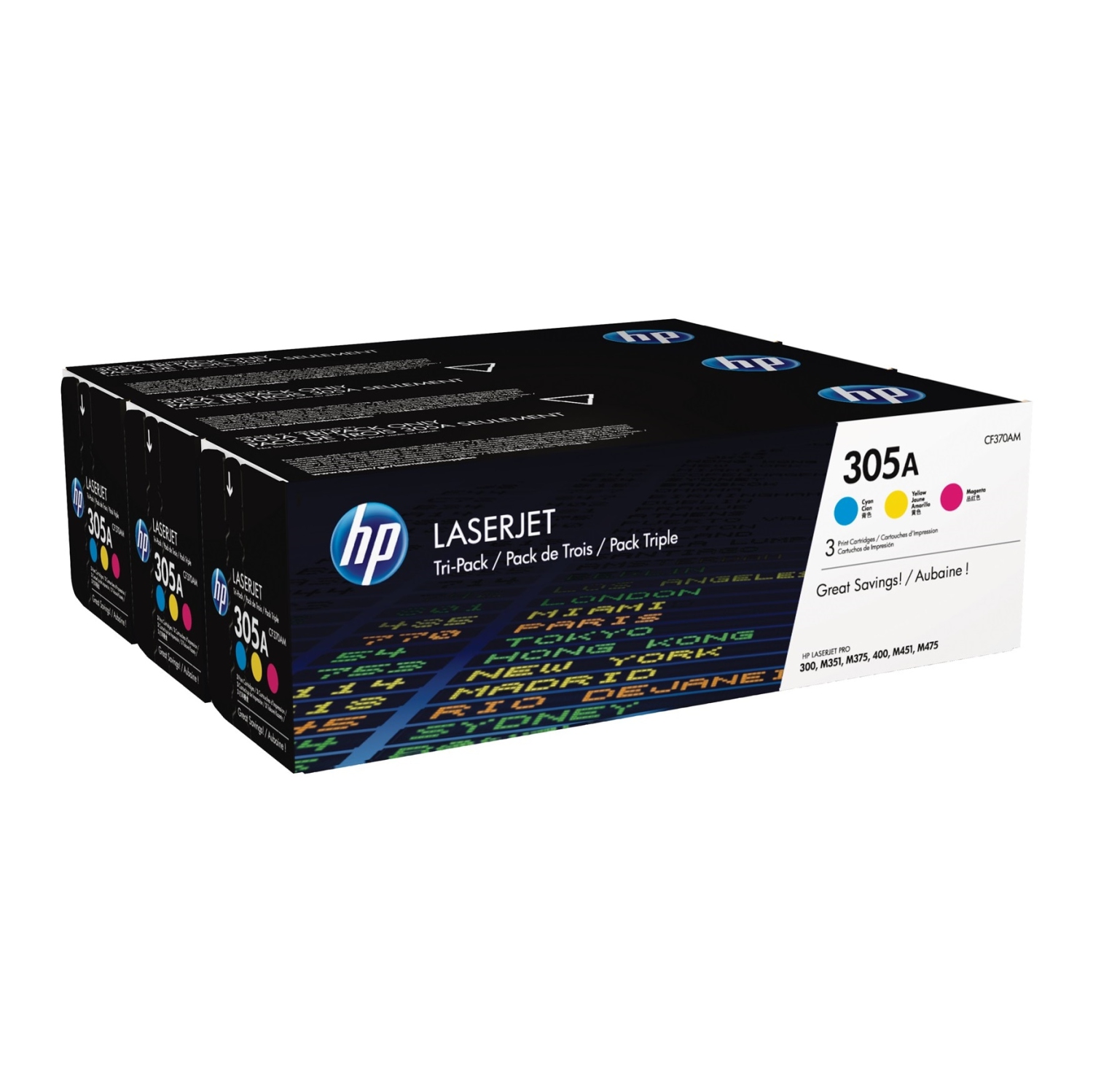 HP 305A CYM Original Toner Cartridge - Tri-pack