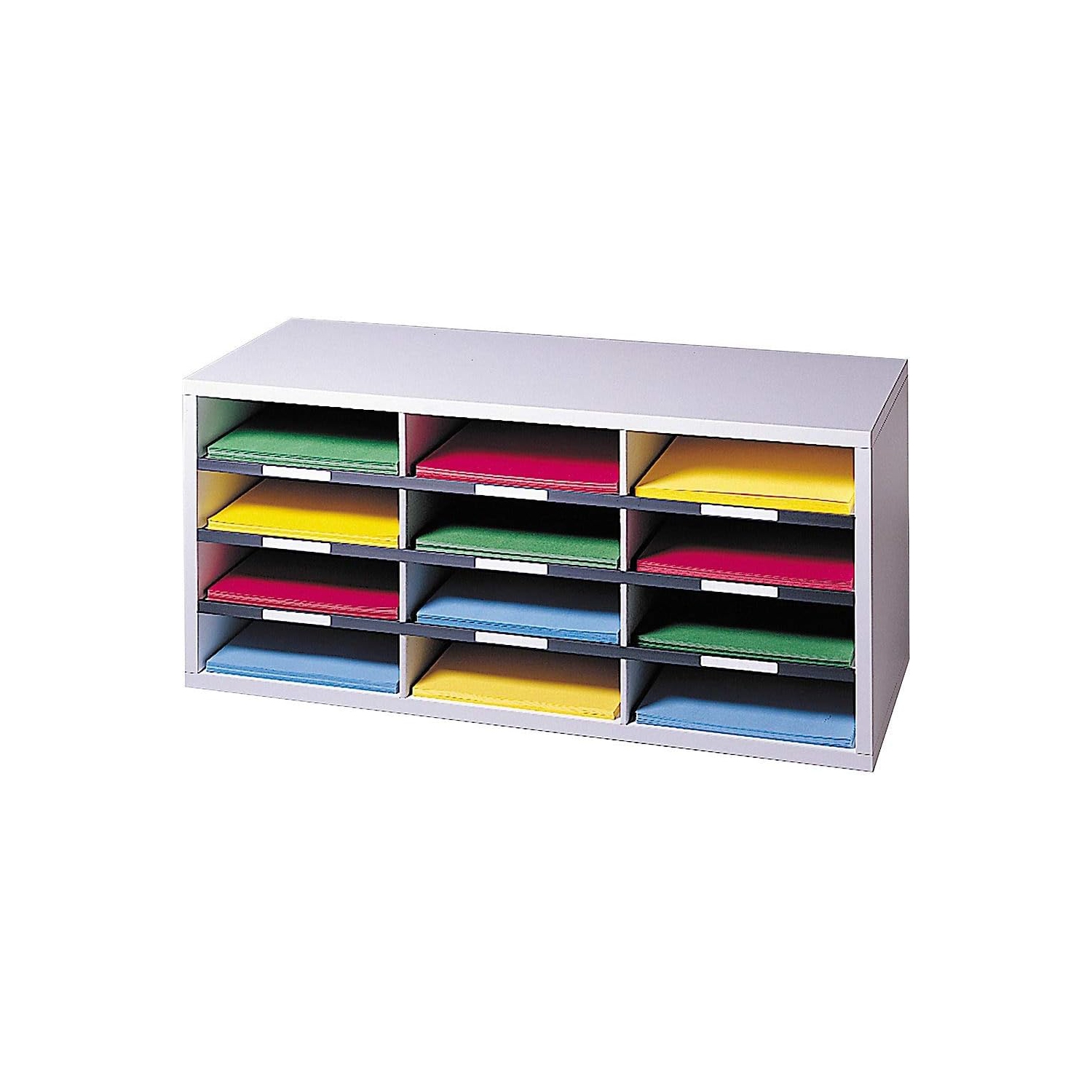 Fellowes Literature Organizer - 12 Compartment Sorter, Dove Gray