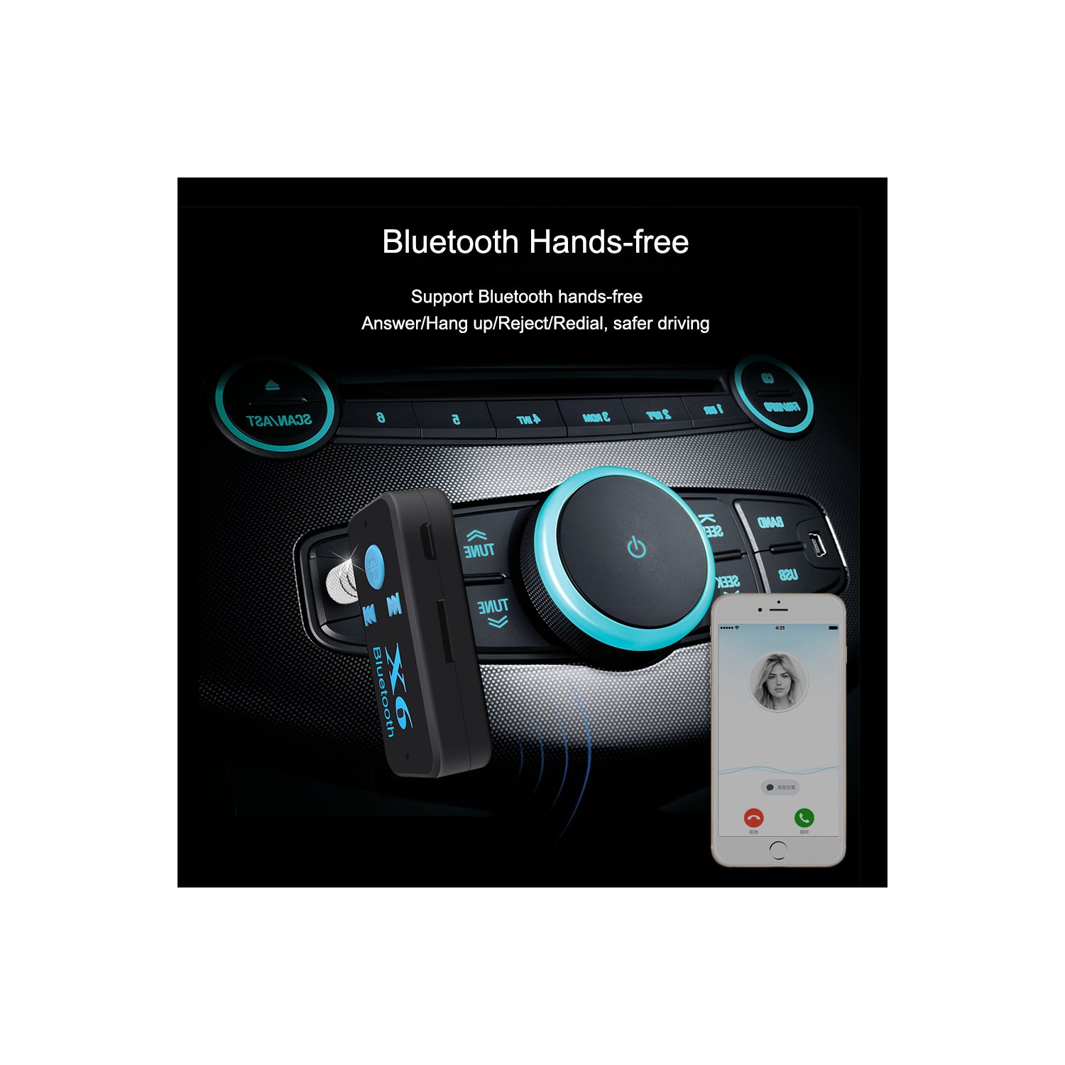 Wireless Bluetooth Adapter 3.5mm Aux Audio Music Receiver Stereo Car Mic - Free Shipping