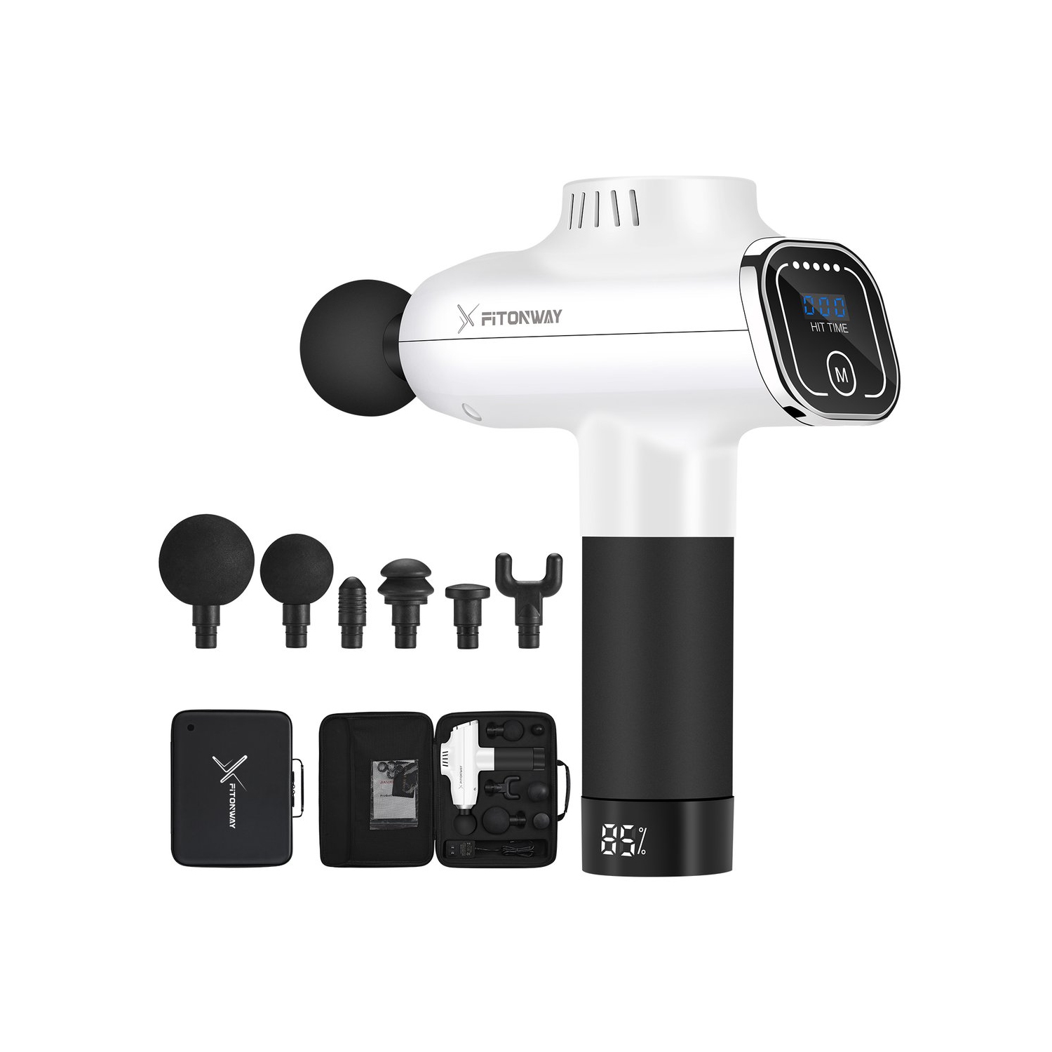 Xfitonway Premium Percussive Therapy Professional Massage Gun in PIANO WHITE