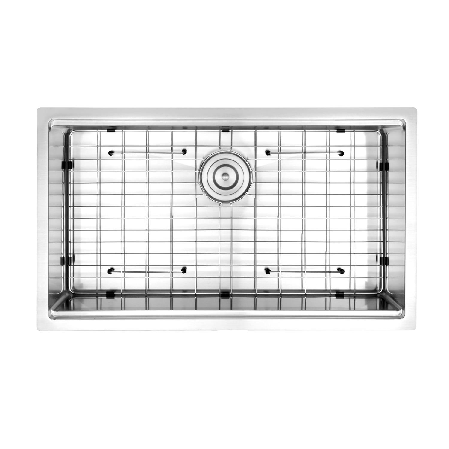 Ancona évier de 32 po. avec cuve unique à installation sous plan en axier inoxydable fabriqué à la main