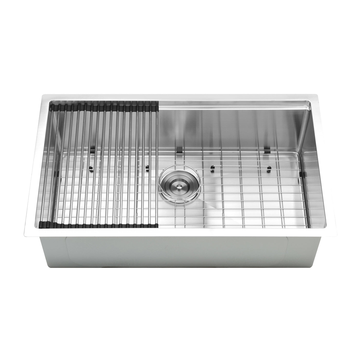 Ancona évier de 32 po. avec cuve unique à installation sous plan en axier inoxydable fabriqué à la main