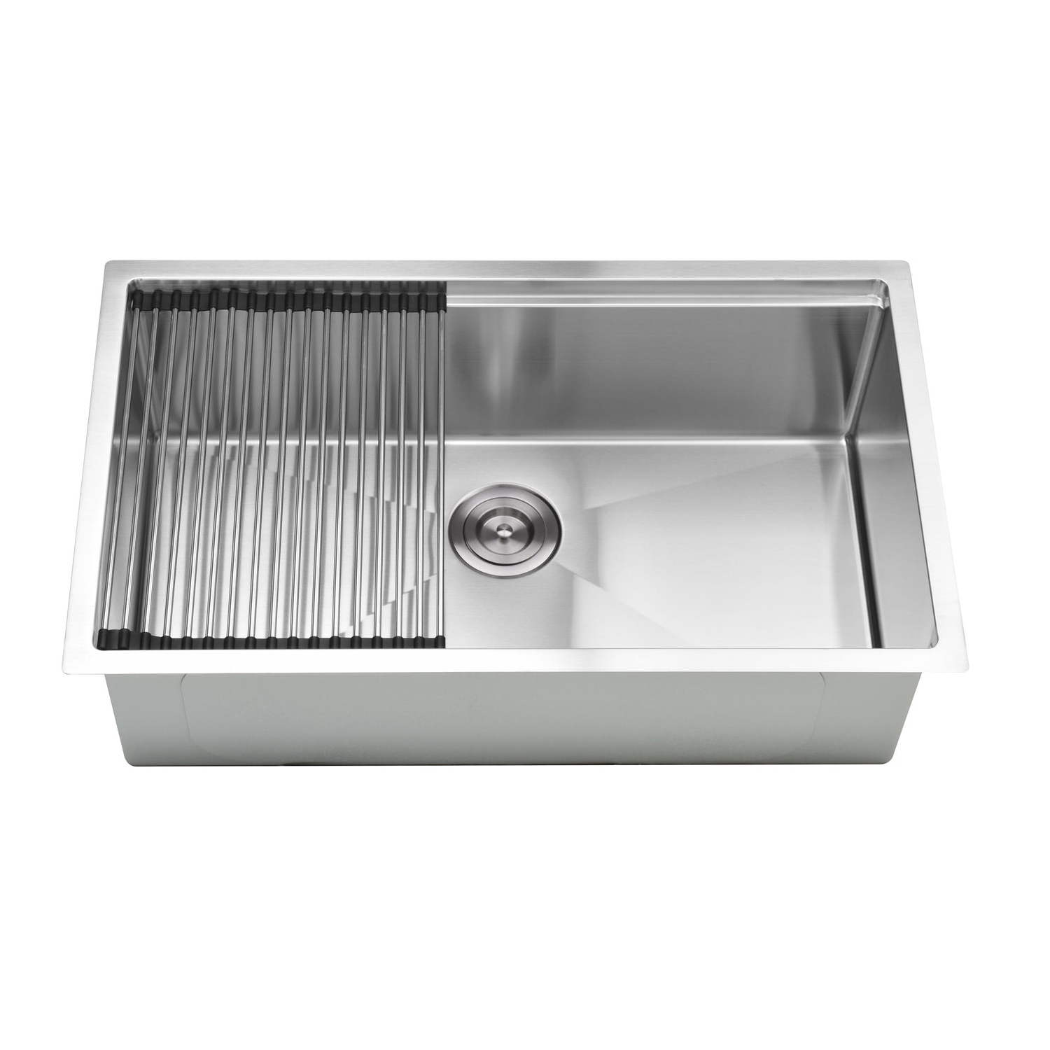 Ancona évier de 32 po. avec cuve unique à installation sous plan en axier inoxydable fabriqué à la main