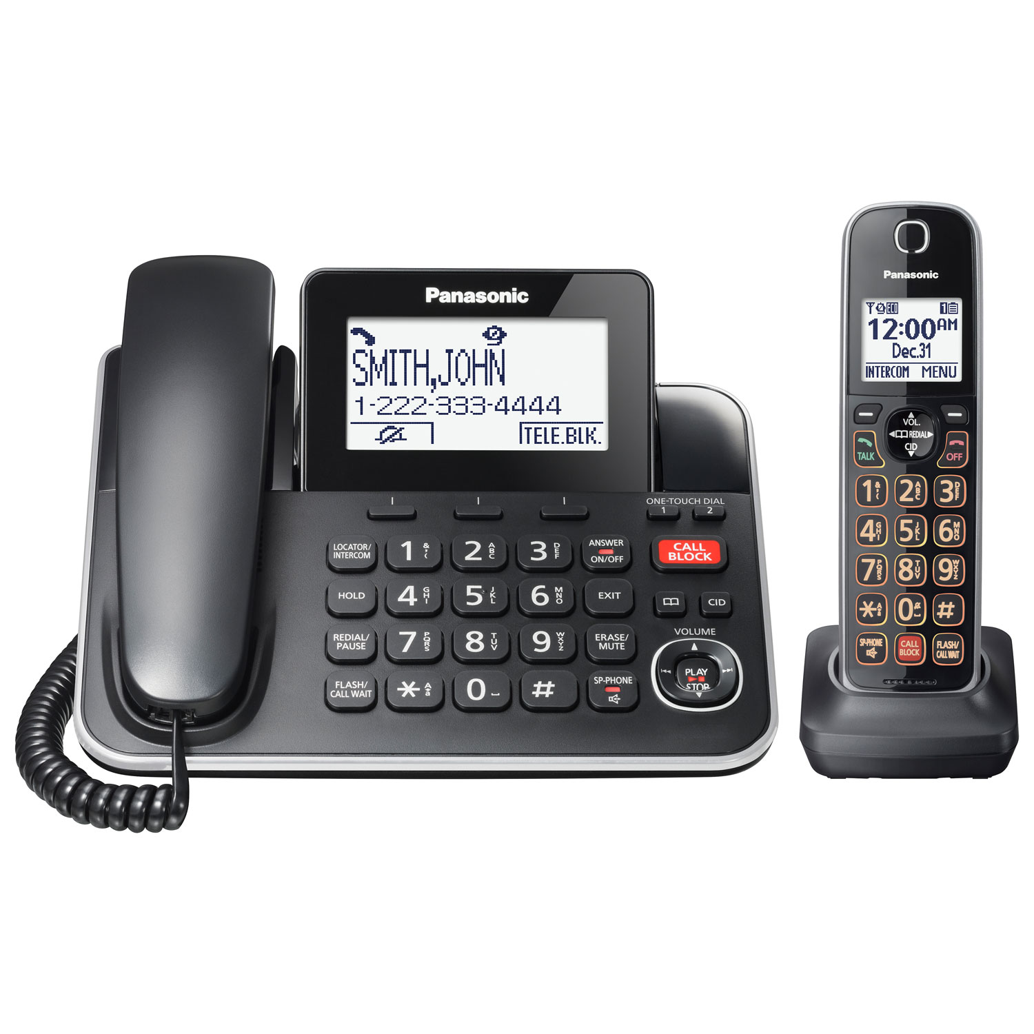 Panasonic 1-Handset DECT 6.0 Corded/Cordless Phone with Answering Machine