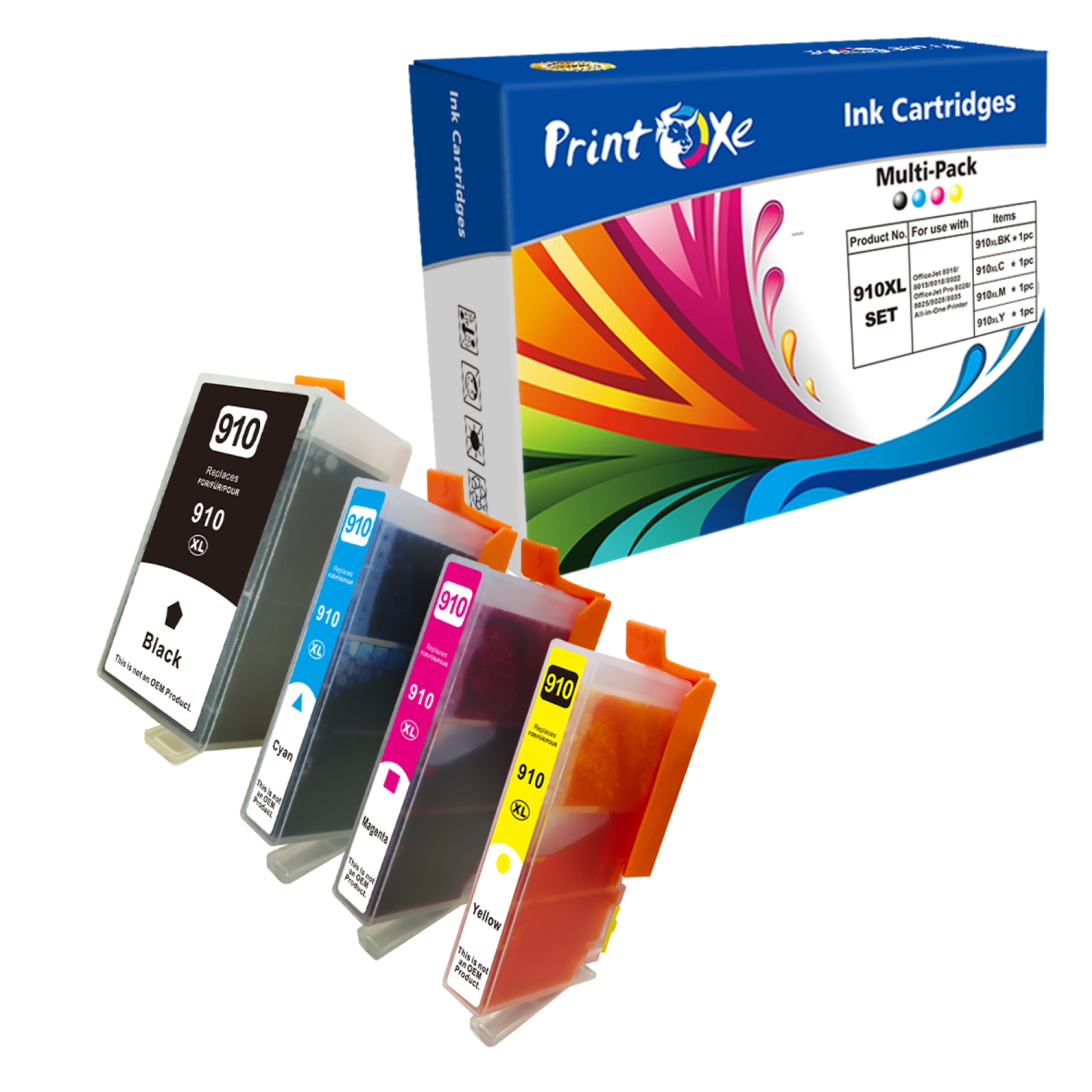 910 XL Set Compatible Ink Cartridges for HP 910XL for OfficeJet 8010 8012 8014 8015 8018 8022 and Pro 8020 8024 8025 8028 8035 All-in-One | NOT for