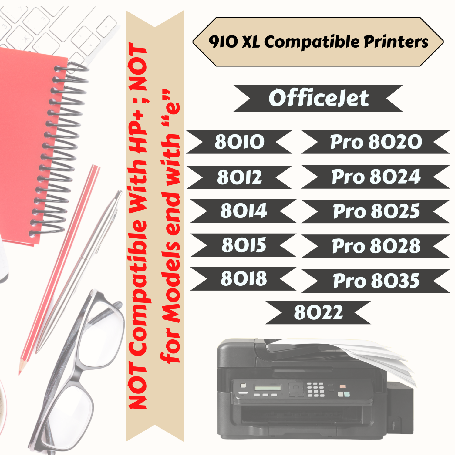 910 XL Set Compatible Ink Cartridges for HP 910XL for OfficeJet 8010 8012 8014 8015 8018 8022 and Pro 8020 8024 8025 8028 8035 All-in-One | NOT for