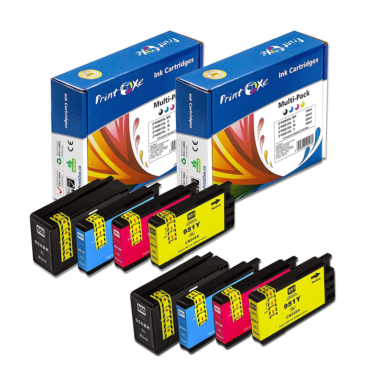PRINTOXE® 950XL 951XL Compatible 2 Sets of 8 Ink Cartridges 950 / 951 High Yield for HP OfficeJet Pro 8100 / 8600 and others