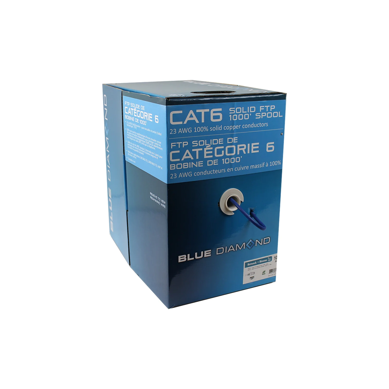 BlueDiamond 304.8m Solid UTP Cat6 Spool, Ethernet Cable, Grey