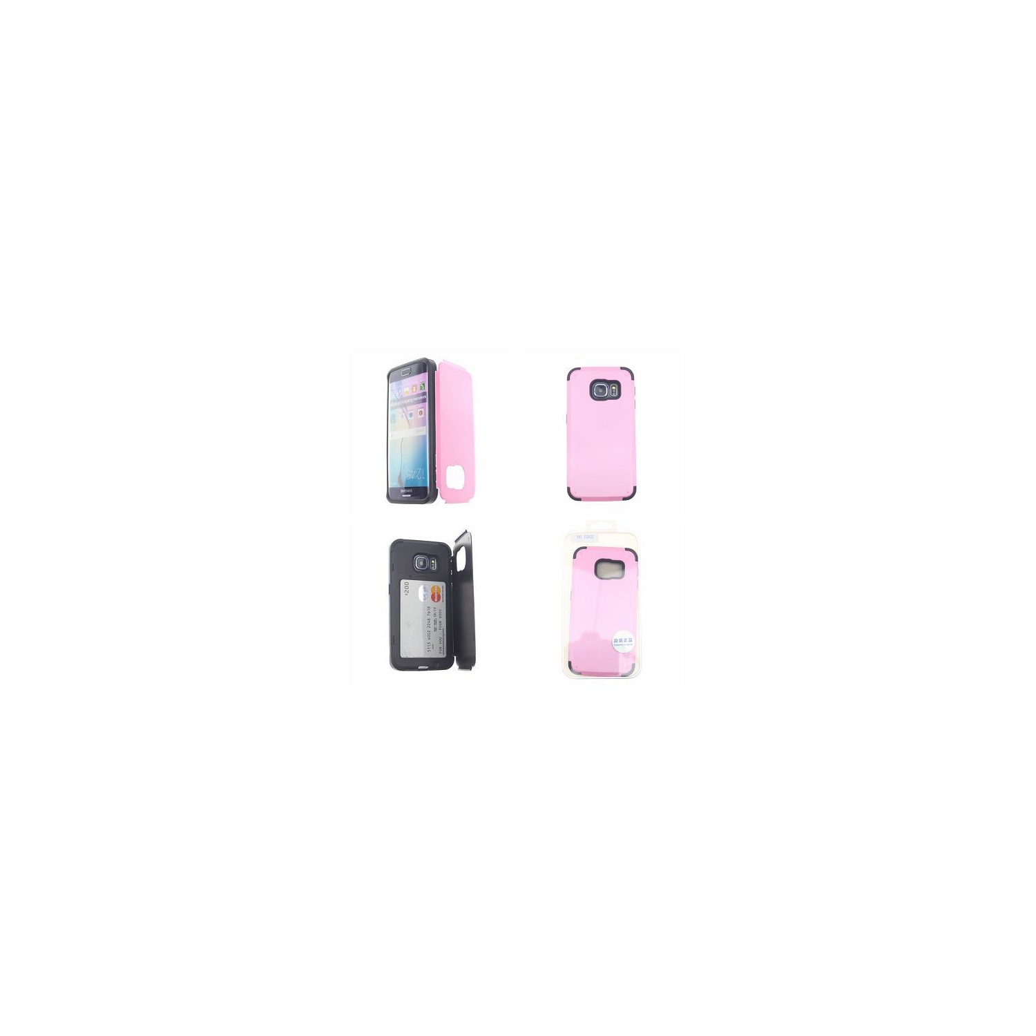 Pas de paquet Samsung Galaxy S6 Baby Pink Inverse Advanced Armor Stand Case Card Wallet
