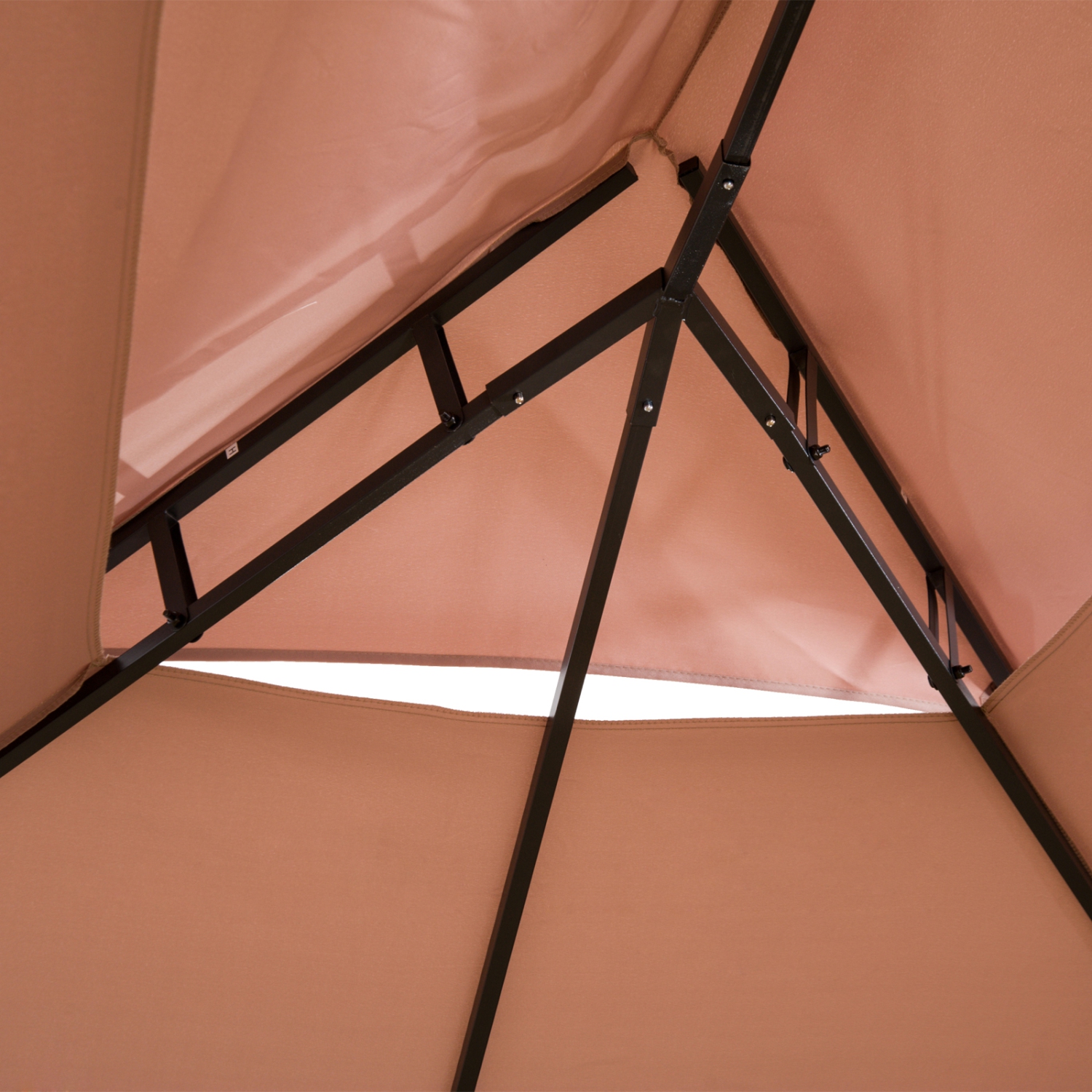 Abri de jardin Outsunny, 10 x 13 pi, abri pare-soleil extérieur à toit de jardin à 2 niveaux avec rideaux, kaki