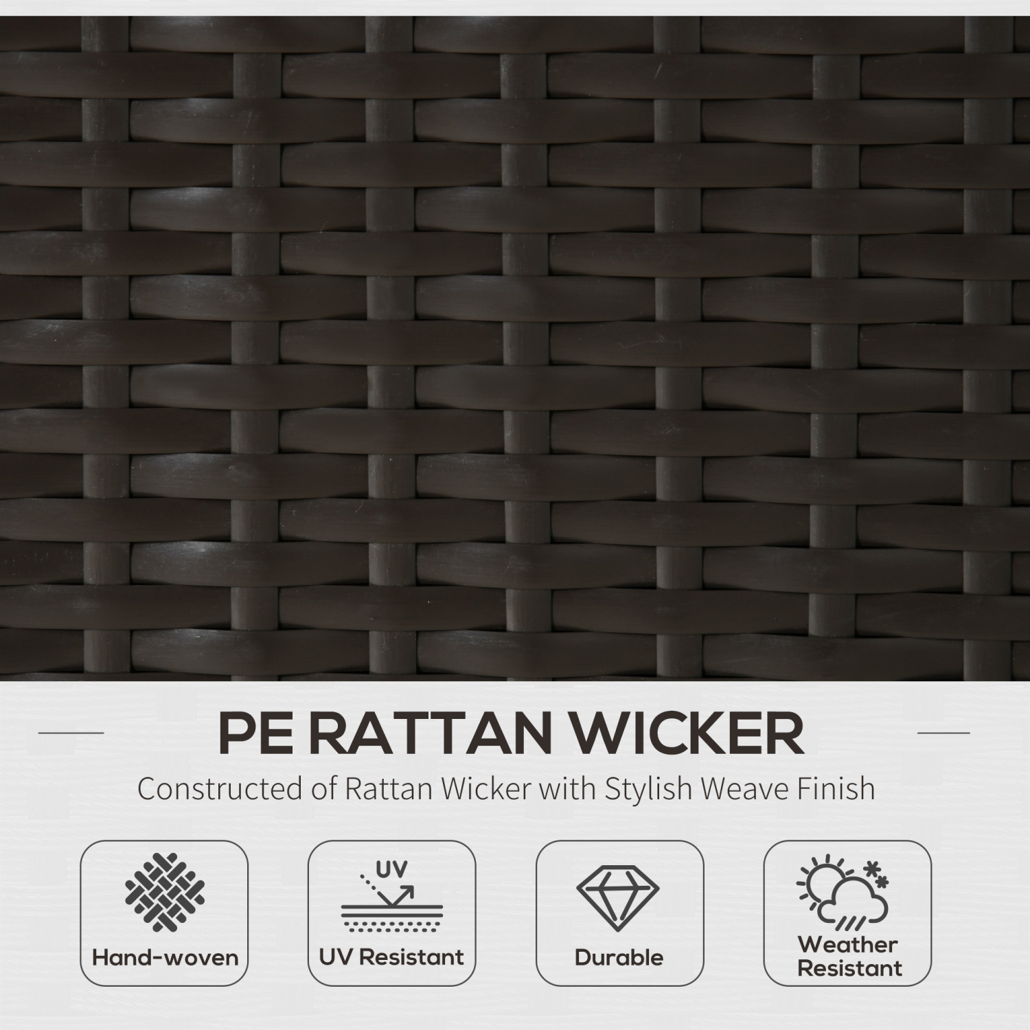 Ensemble de meubles d'extérieur en rotin Outsunny de 7 pièces, ensemble de patio modulaire en osier avec coussins et table basse en verre trempé,