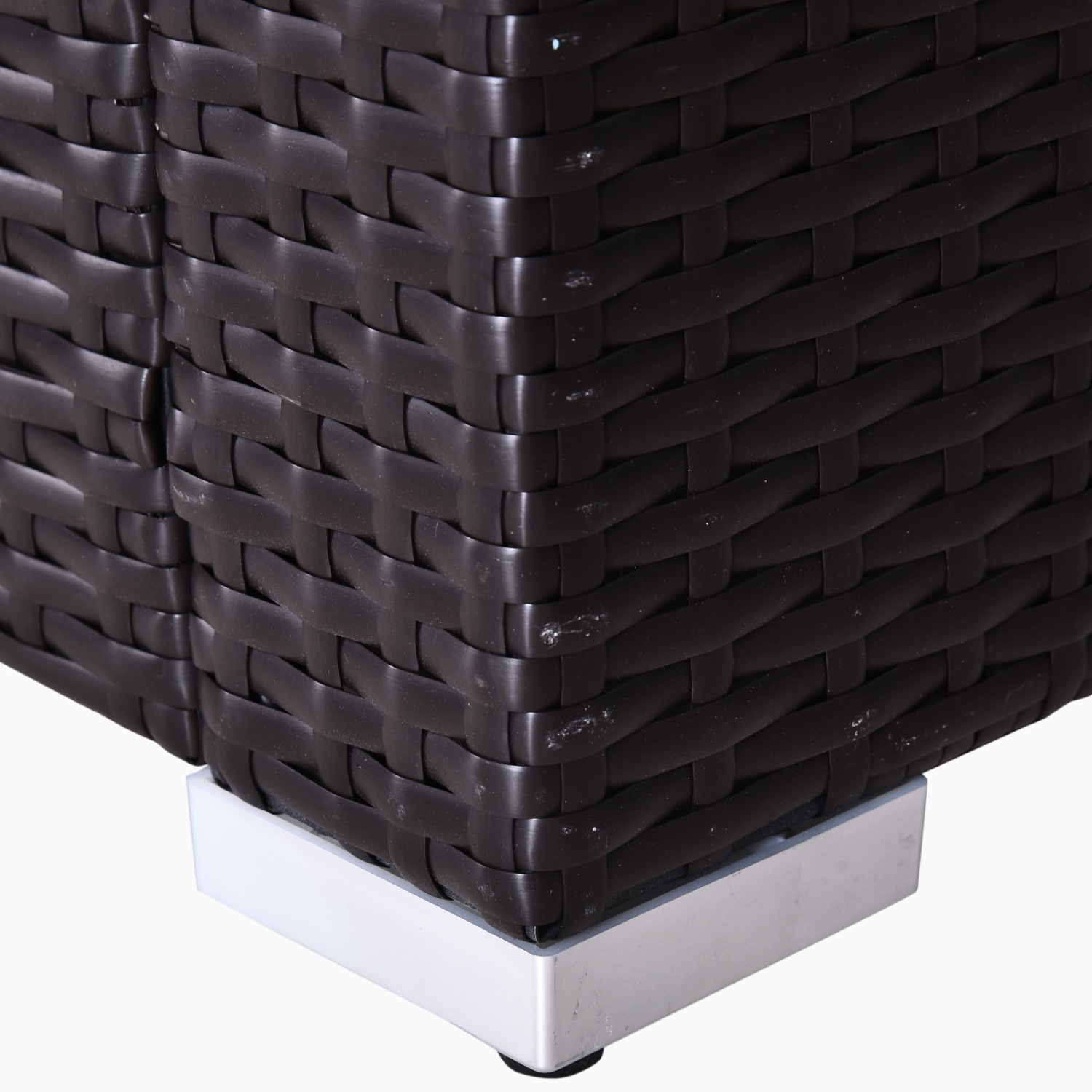 Ensemble de meubles d'extérieur en rotin Outsunny de 7 pièces, ensemble de patio modulaire en osier avec coussins et table basse en verre trempé,