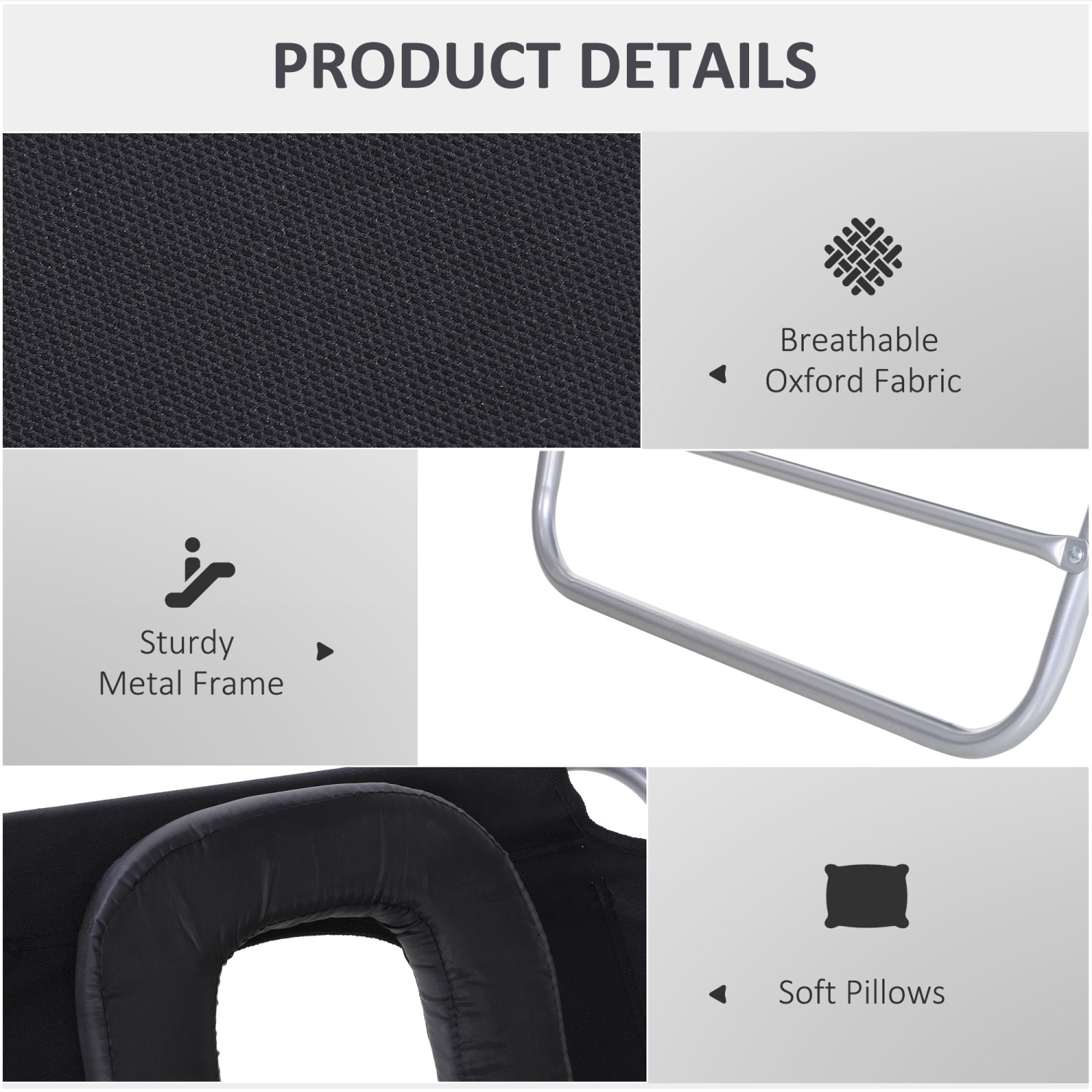 Outsunny Outdoor Lounge Chair, Adjustable Folding Chaise Lounge with Face Cavity, Tanning Chair Sun Lounger Bed Recliner, Black