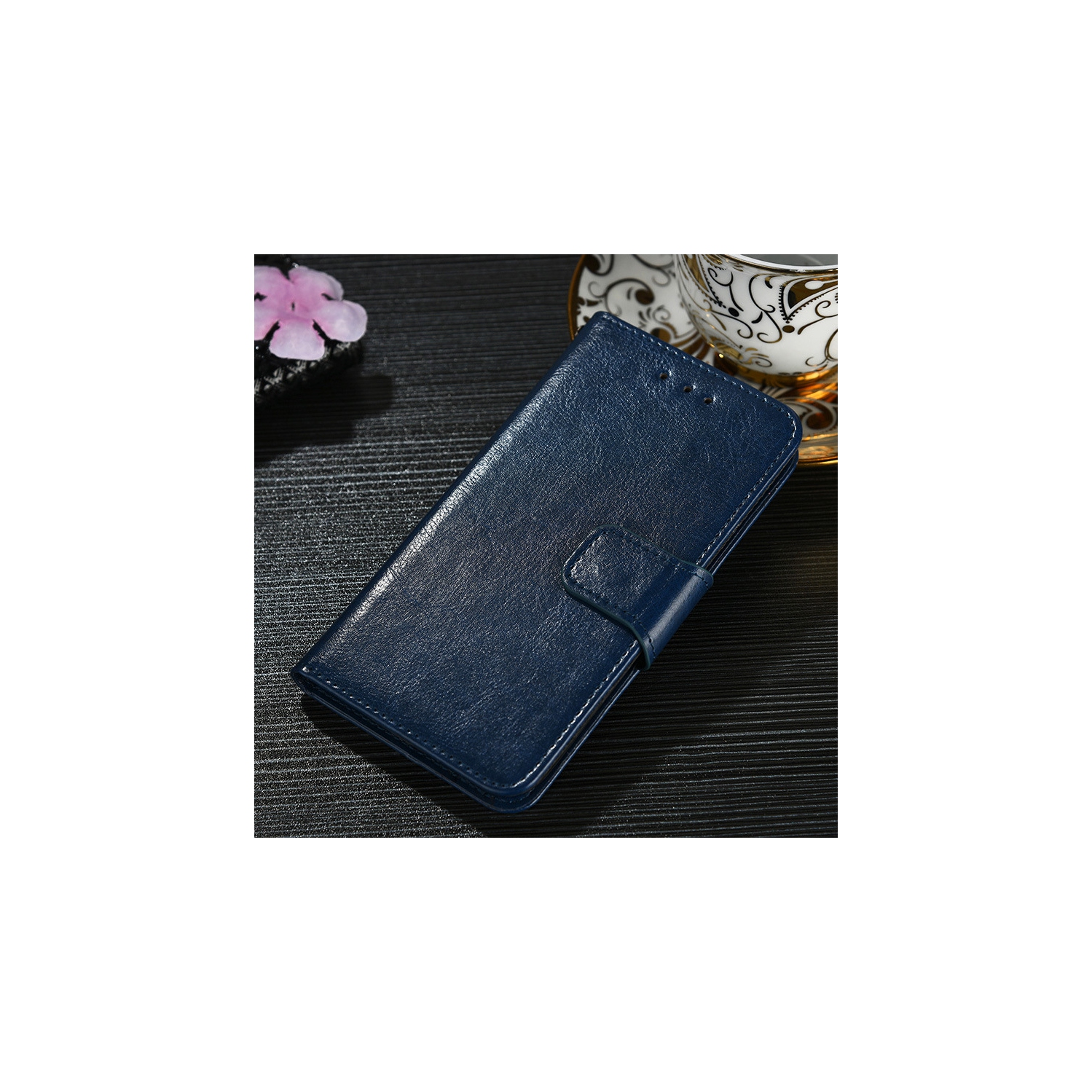 TopSave – Portefeuille folio à rabat en cuir avec pince magnétique et porte-carte pour Samsung Galaxy S25 Edge 6,7&nbsp;po, bleu marine