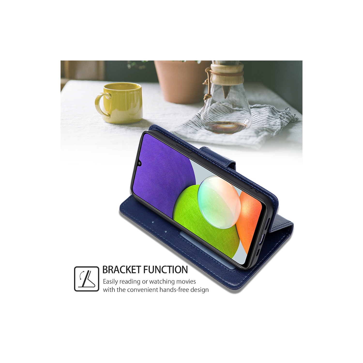 TopSave – Portefeuille folio à rabat en cuir avec pince magnétique et porte-carte pour Samsung Galaxy S25 Edge 6,7 po, bleu marine