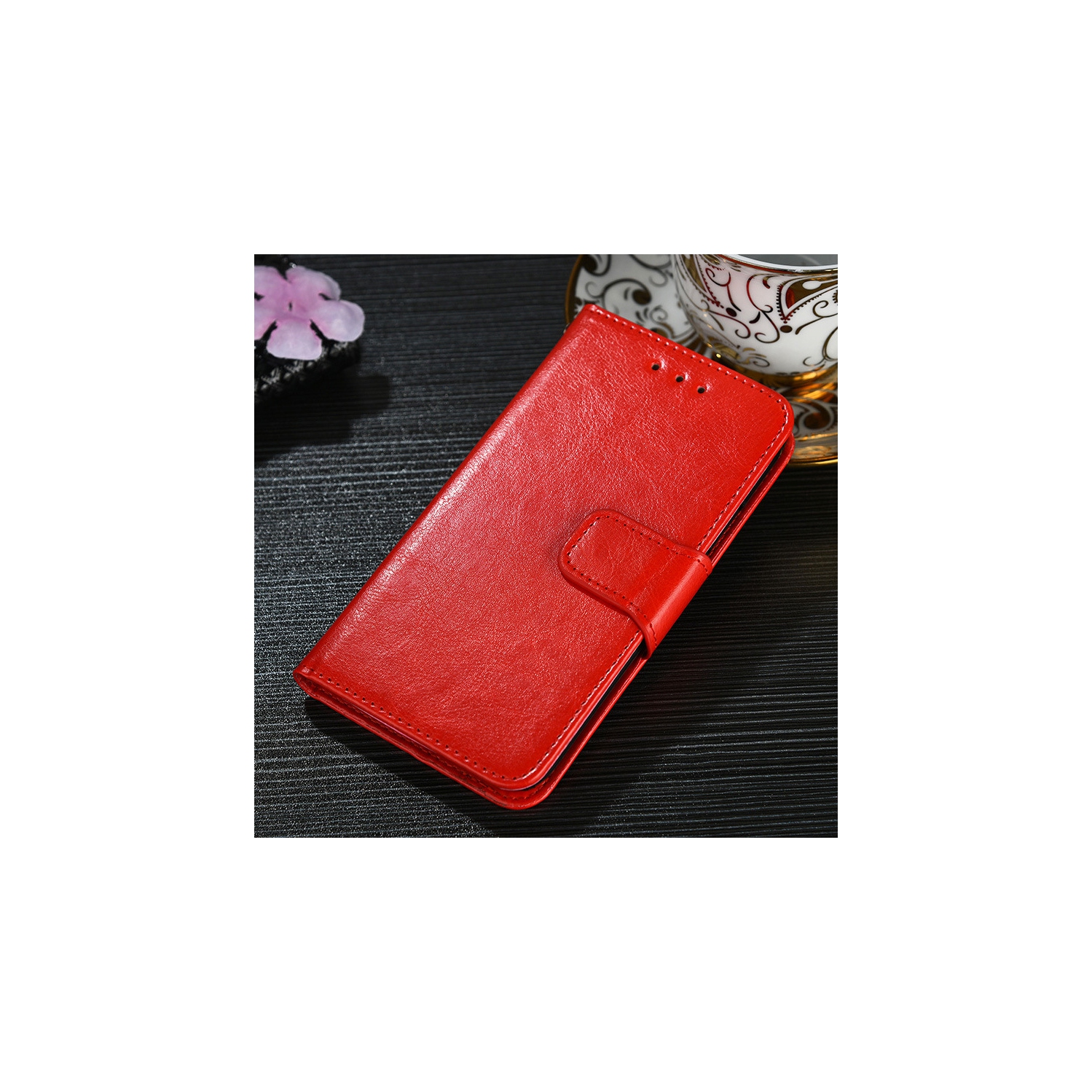 TopSave – Portefeuille folio à rabat en cuir avec pince magnétique et porte-carte pour Samsung Galaxy S25 Edge 6,7&nbsp;po, rouge