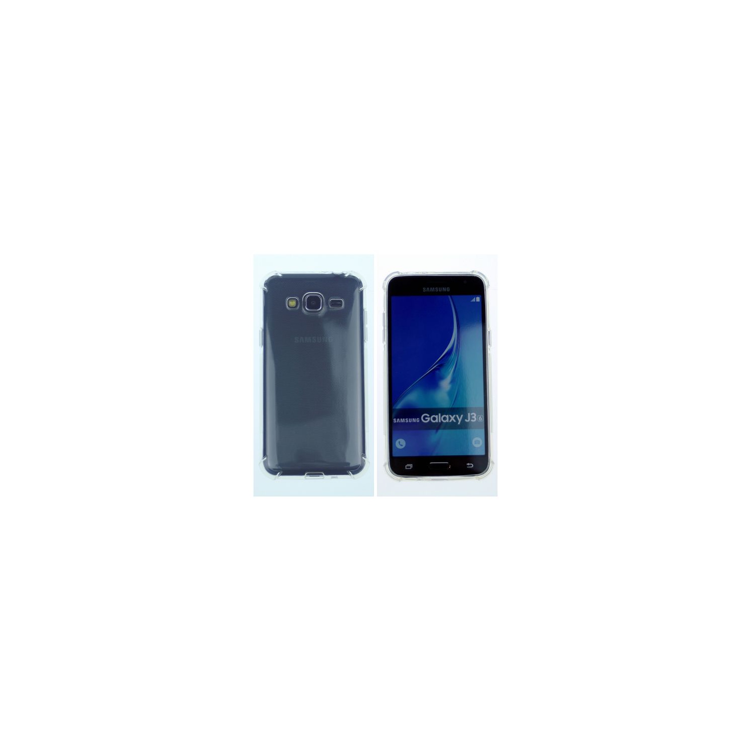 Samsung J3(2016) – Étui souple avec bordure de protection en coin, transparent