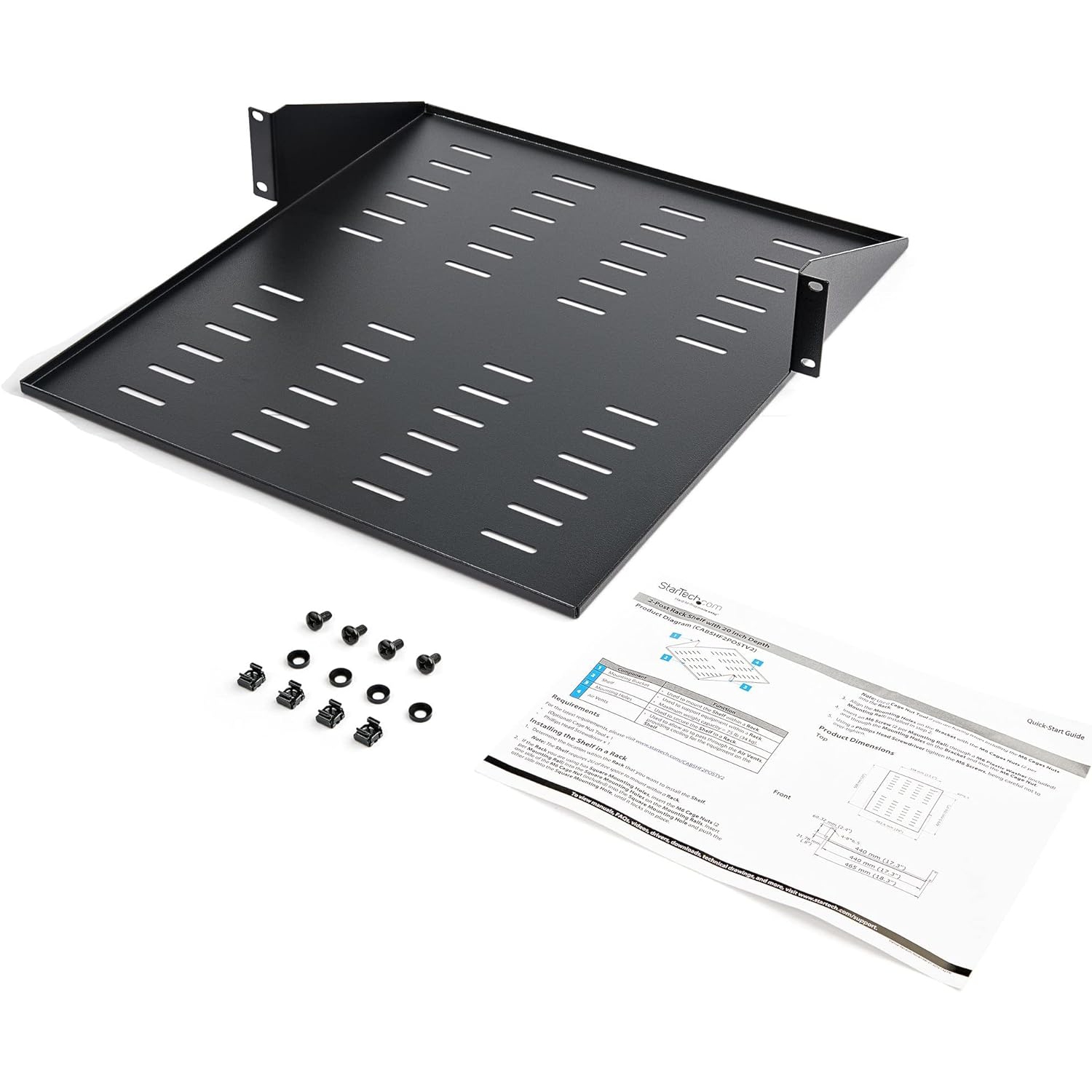 STARTECH SHELF - 2 POST SERVER RACK - UP TO 75 LB