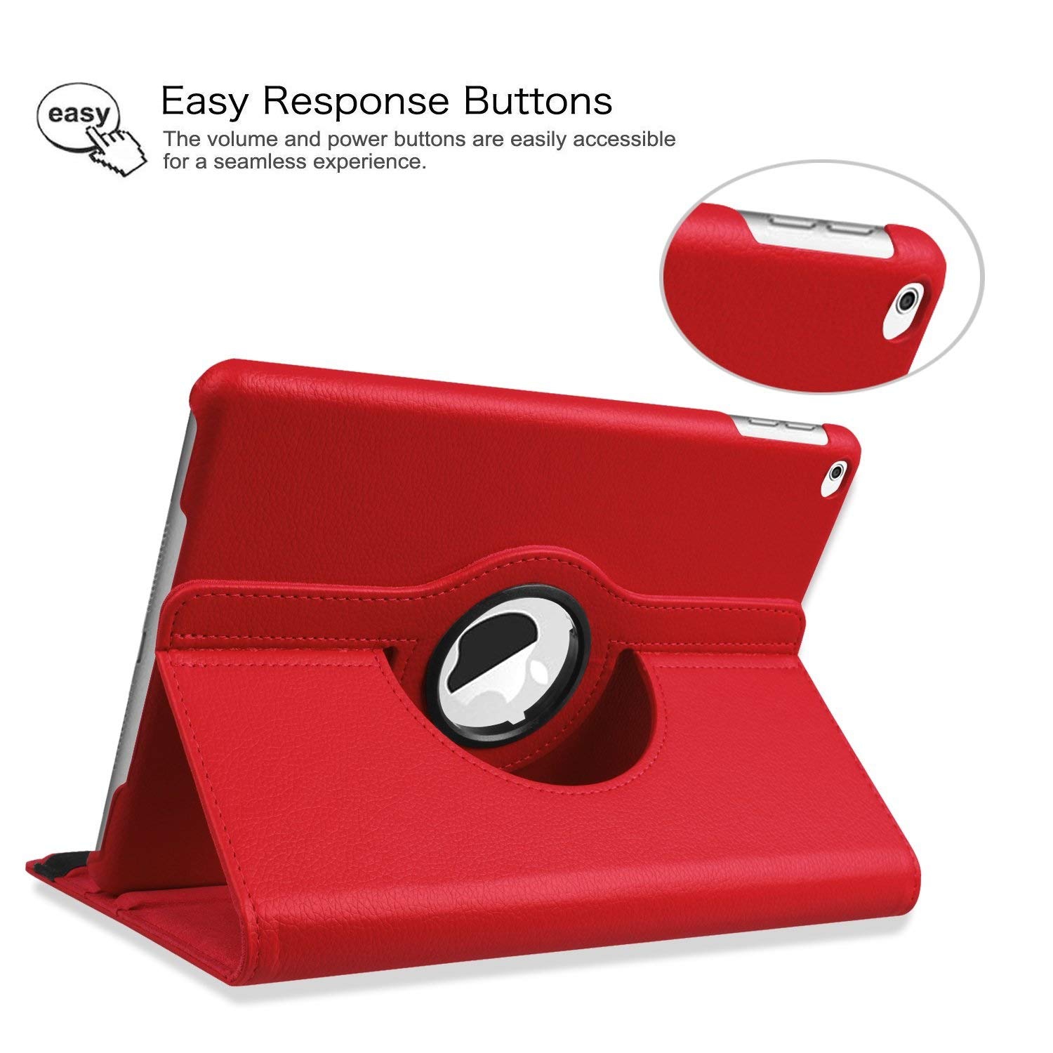 TopSave 360 Degree Rotating Tablet Case Cover for Ipad Air(5th Gen)/9.7(2017)/6th Gen , Red