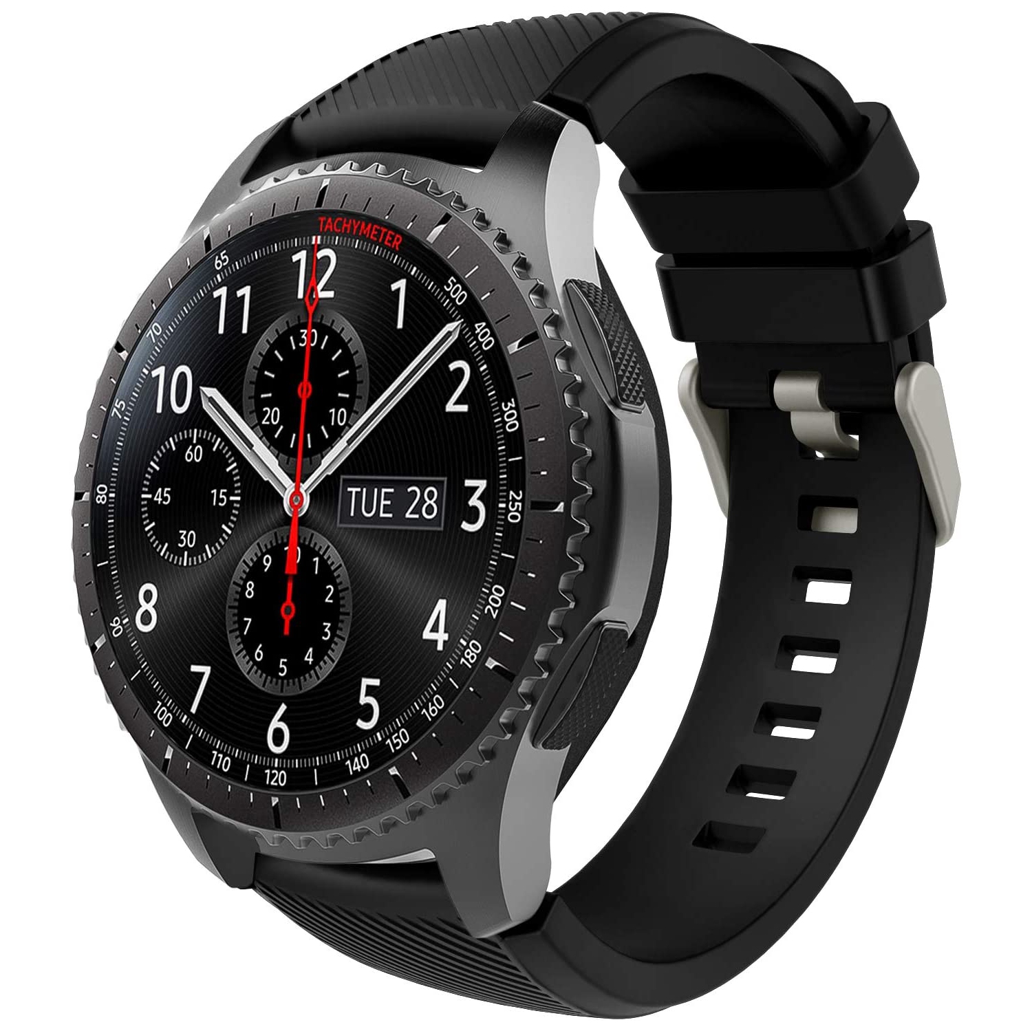 Samsung Gear S3 Frontier/Galaxy Watch 3 45mm/Galaxy Watch 46mm, 22mm Soft Silicone Strap fit S3 Classic/Huawei Watch GT3 46mm/GT/GT2 46mm/Ticwatch Pro 3 - Black
