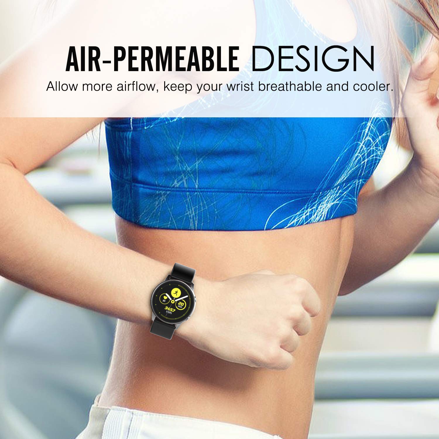 Galaxy Watch Active/Active 2/Galaxy Watch 42 mm/Gear S2 Classic de Samsung, paquet de 3 bracelets sport en silicone de 20 mm