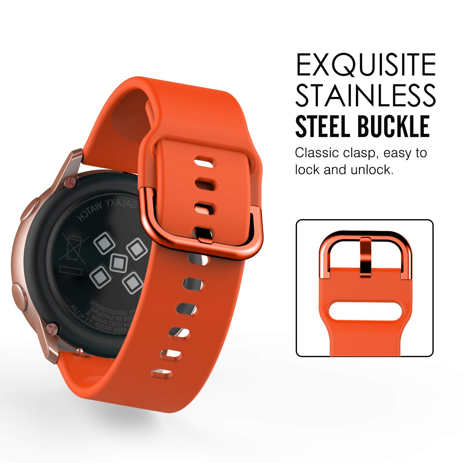 Galaxy Watch Active/Active 2/Galaxy Watch 42 mm/Gear S2 Classic de Samsung, paquet de 3 bracelets sport en silicone de 20 mm