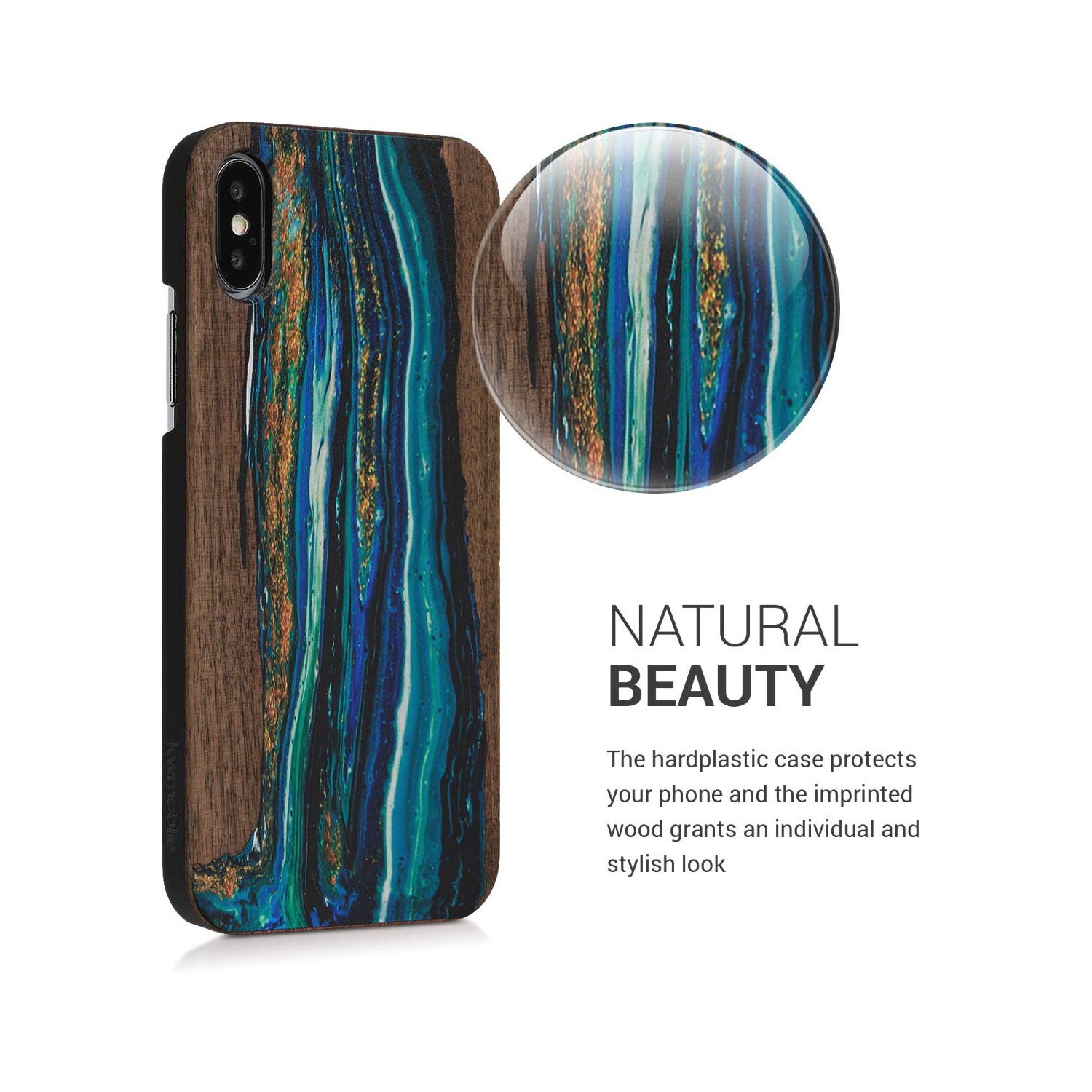 Apple iPhone X Wood Case - Non-Slip Natural Solid Hard Wooden Protective Cover