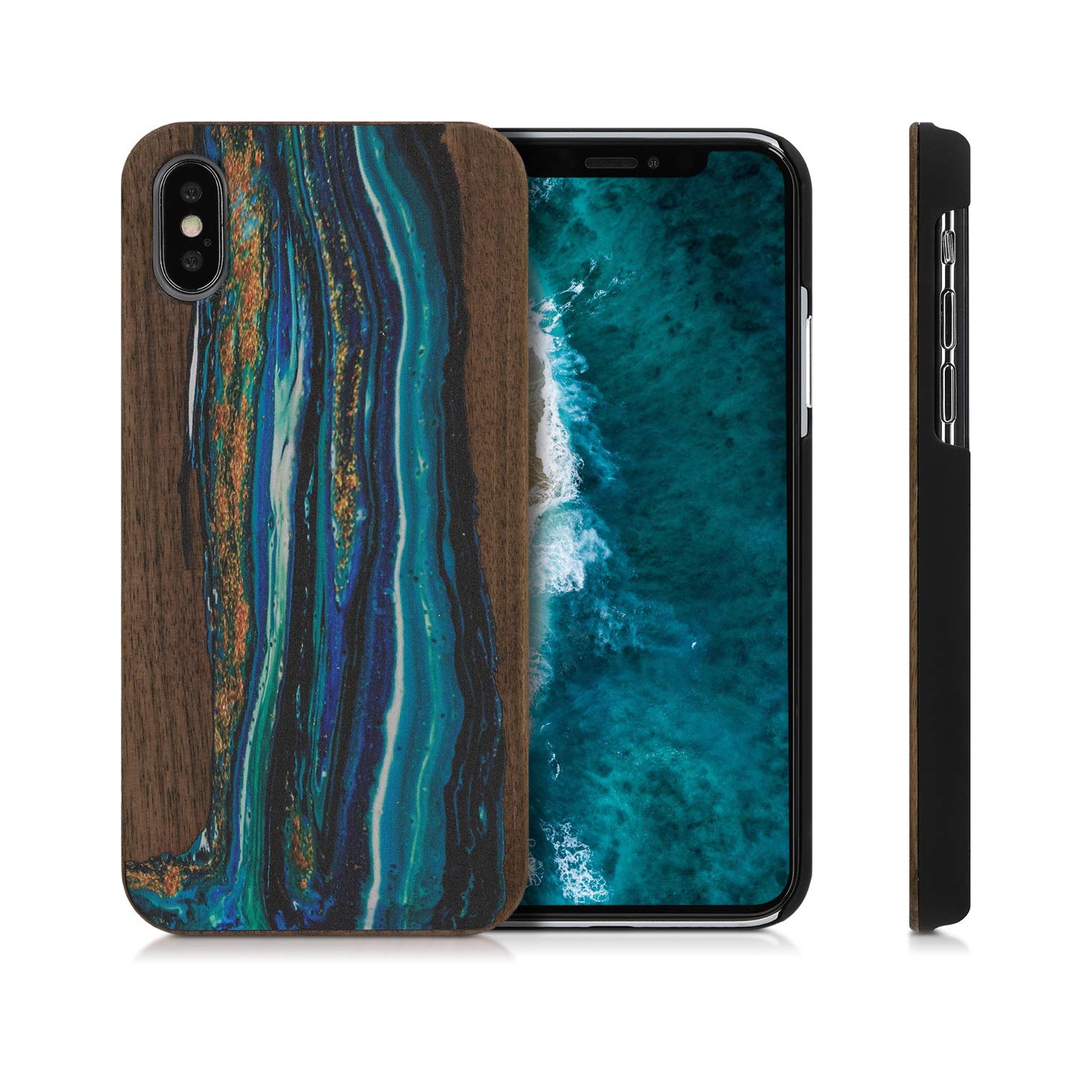 Apple iPhone X Wood Case - Non-Slip Natural Solid Hard Wooden Protective Cover